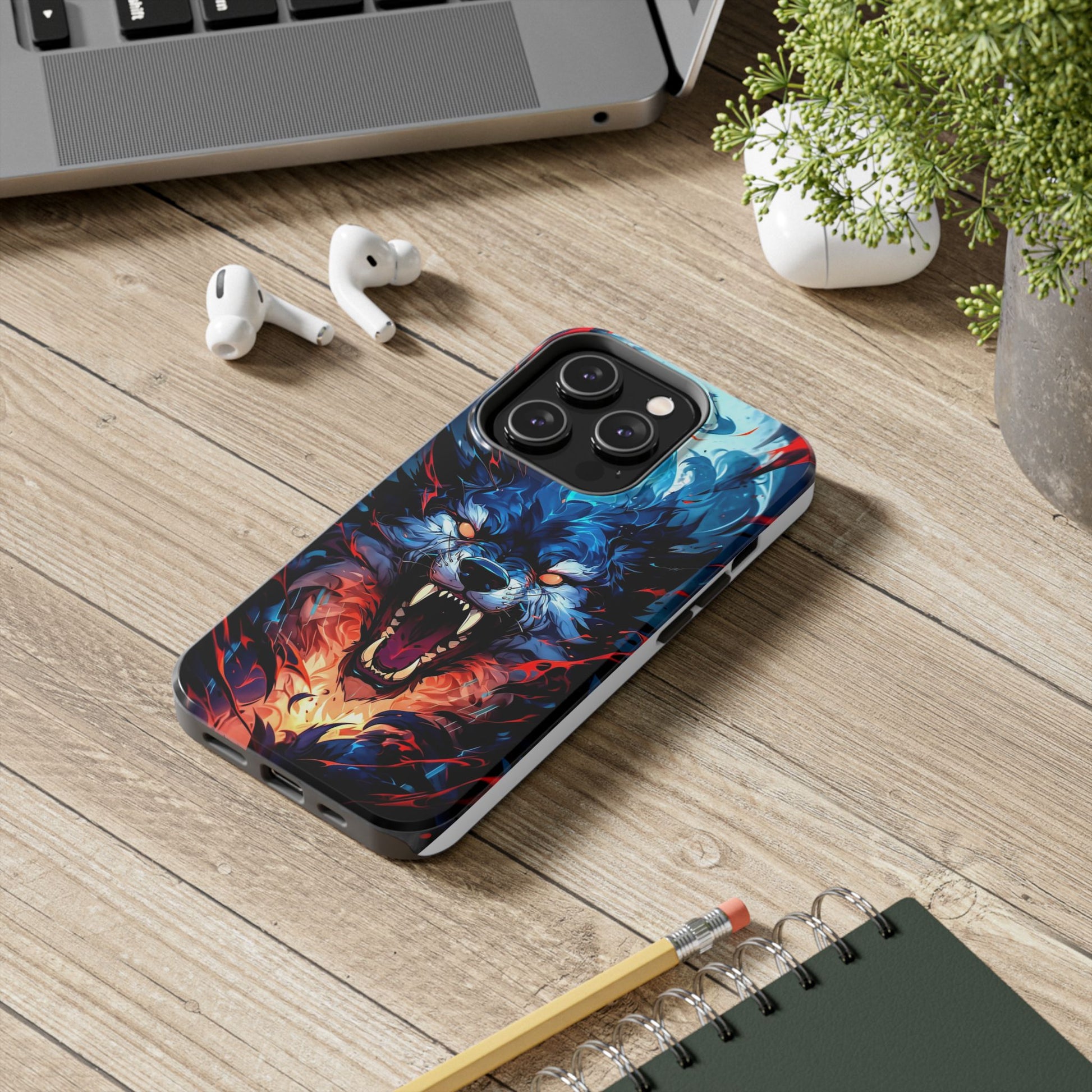 Aggressive Wolf Art Themed Tough Phone Cases for Iphones & Samsung Phones