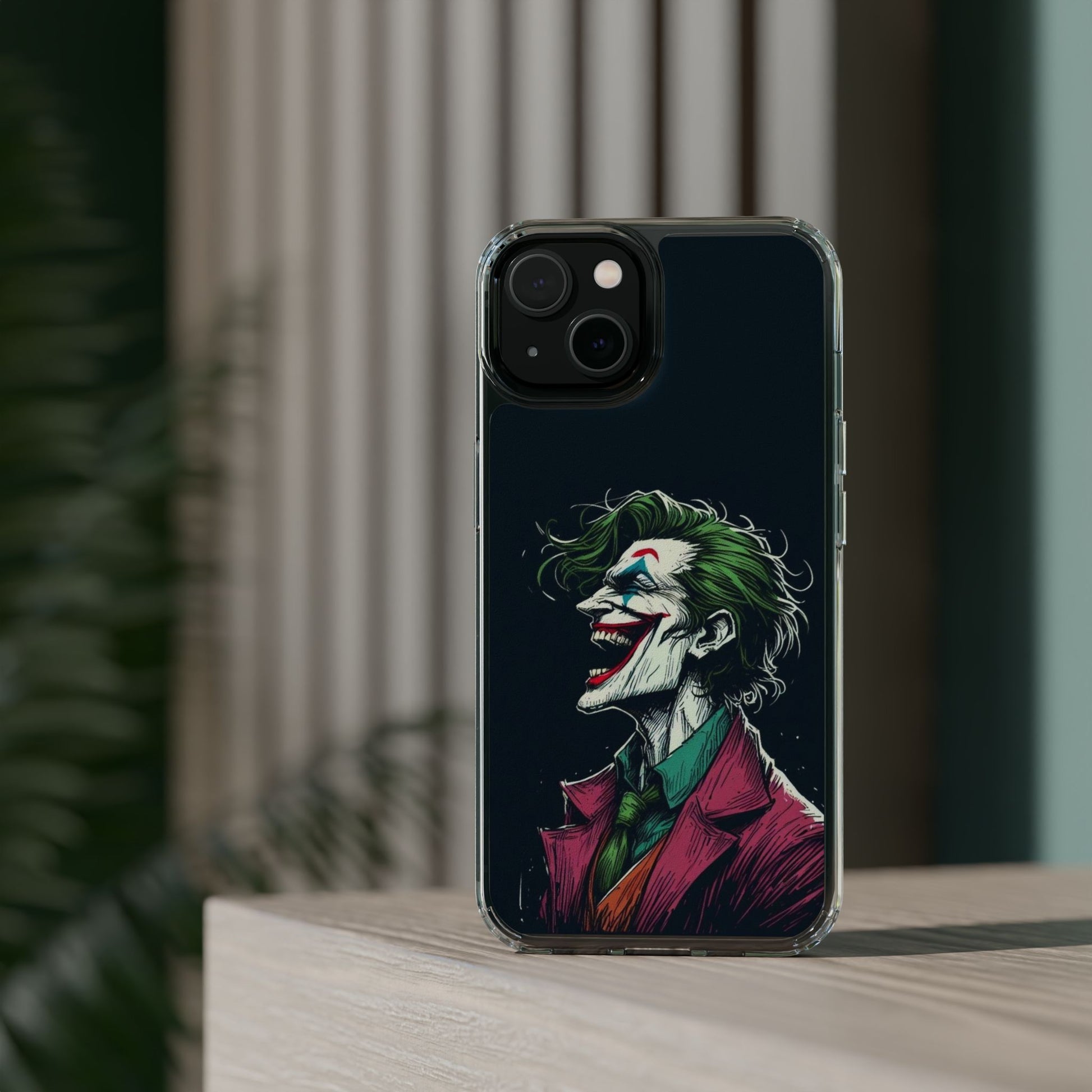 Phone Case, Comic book Inspired Design Joker Laughing, Clear Phone Cover