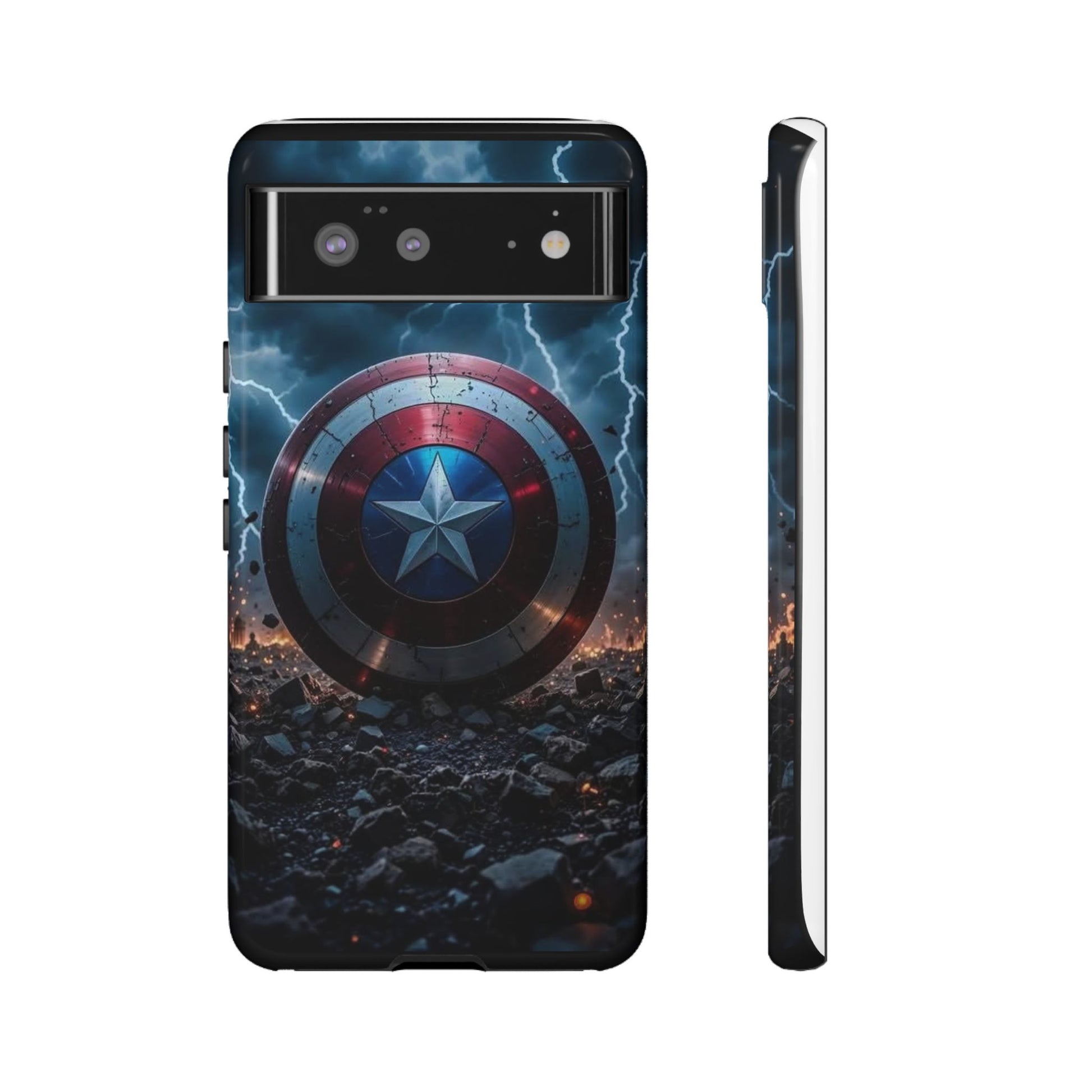 Captain America Shield Tough Cases for iPhones, Samsung, and Pixel