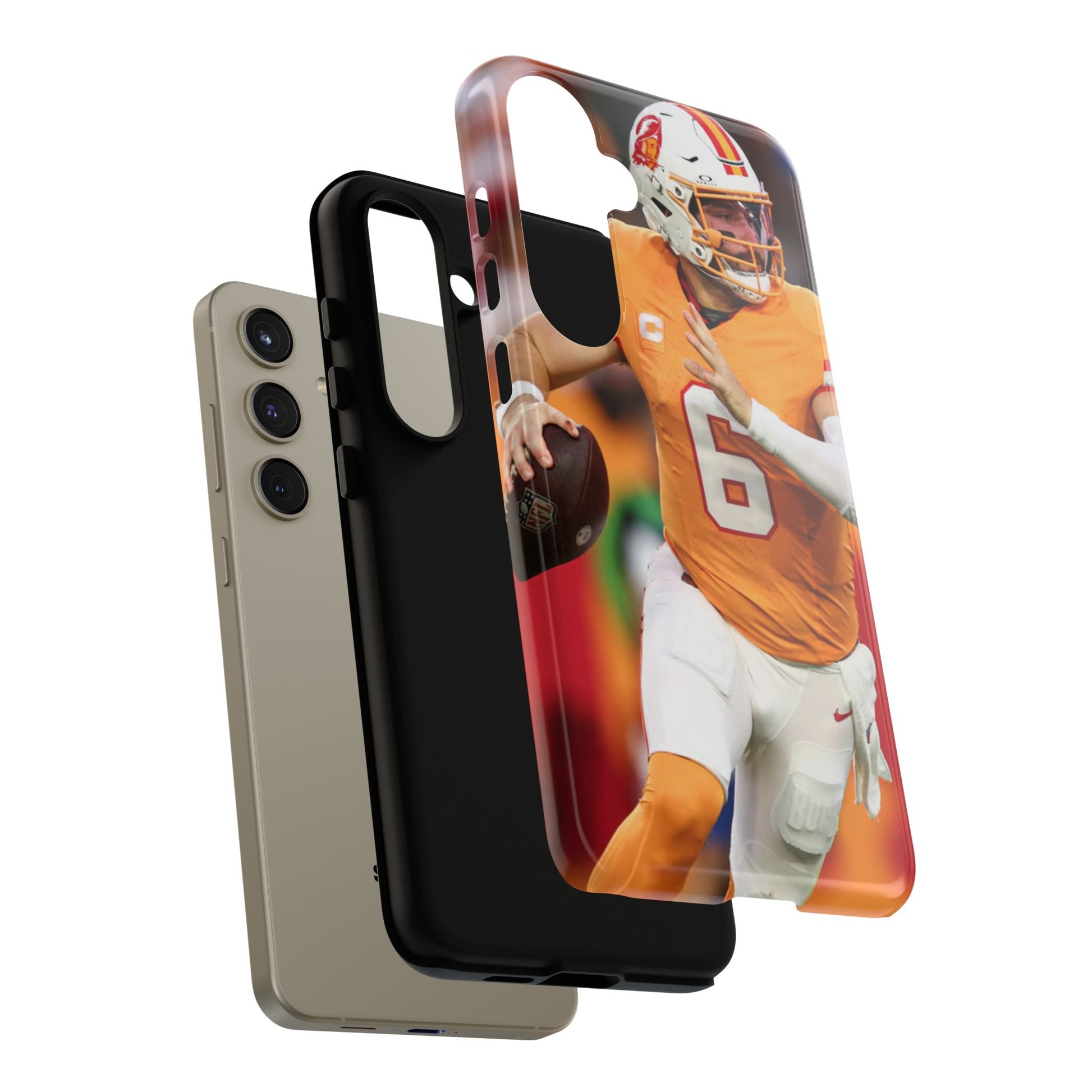 Tampa Bay Buccaneers Baker Mayfield Football Tough Cases for iPhones, Samsung, and Pixel