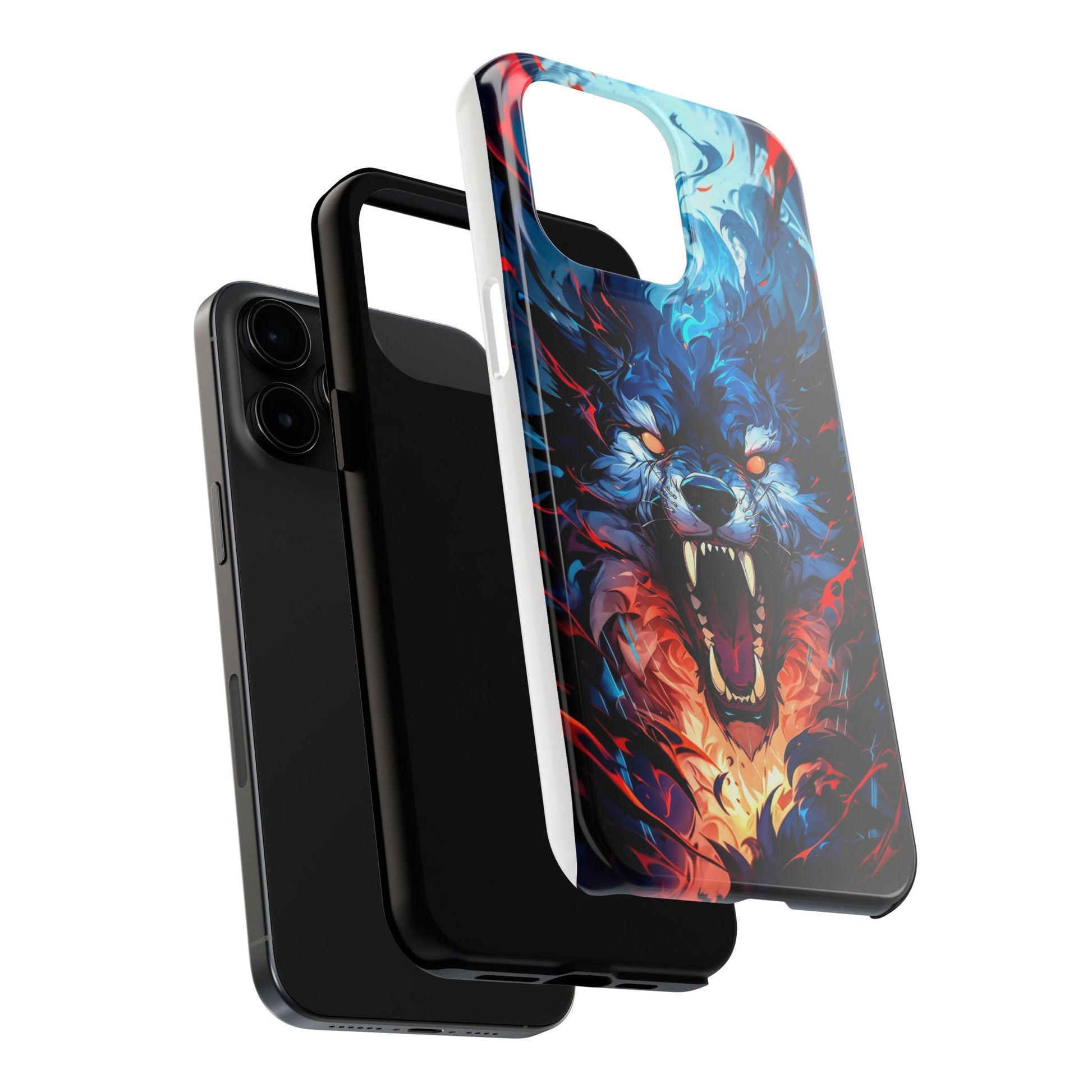 Aggressive Wolf Art Themed Tough Phone Cases for Iphones & Samsung Phones