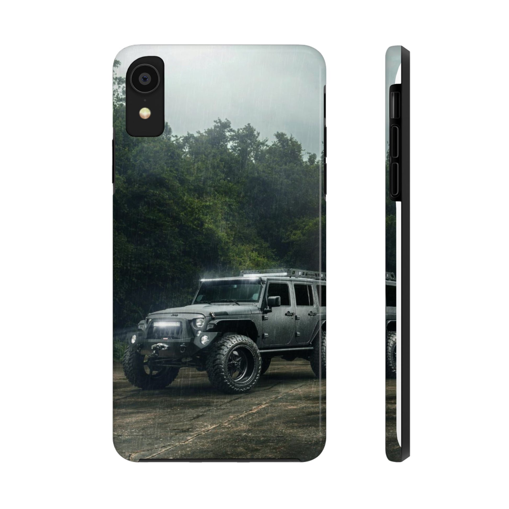 Custom Jeep in Rain Artistic Tough Phone Cases for Iphones & Samsung Phones