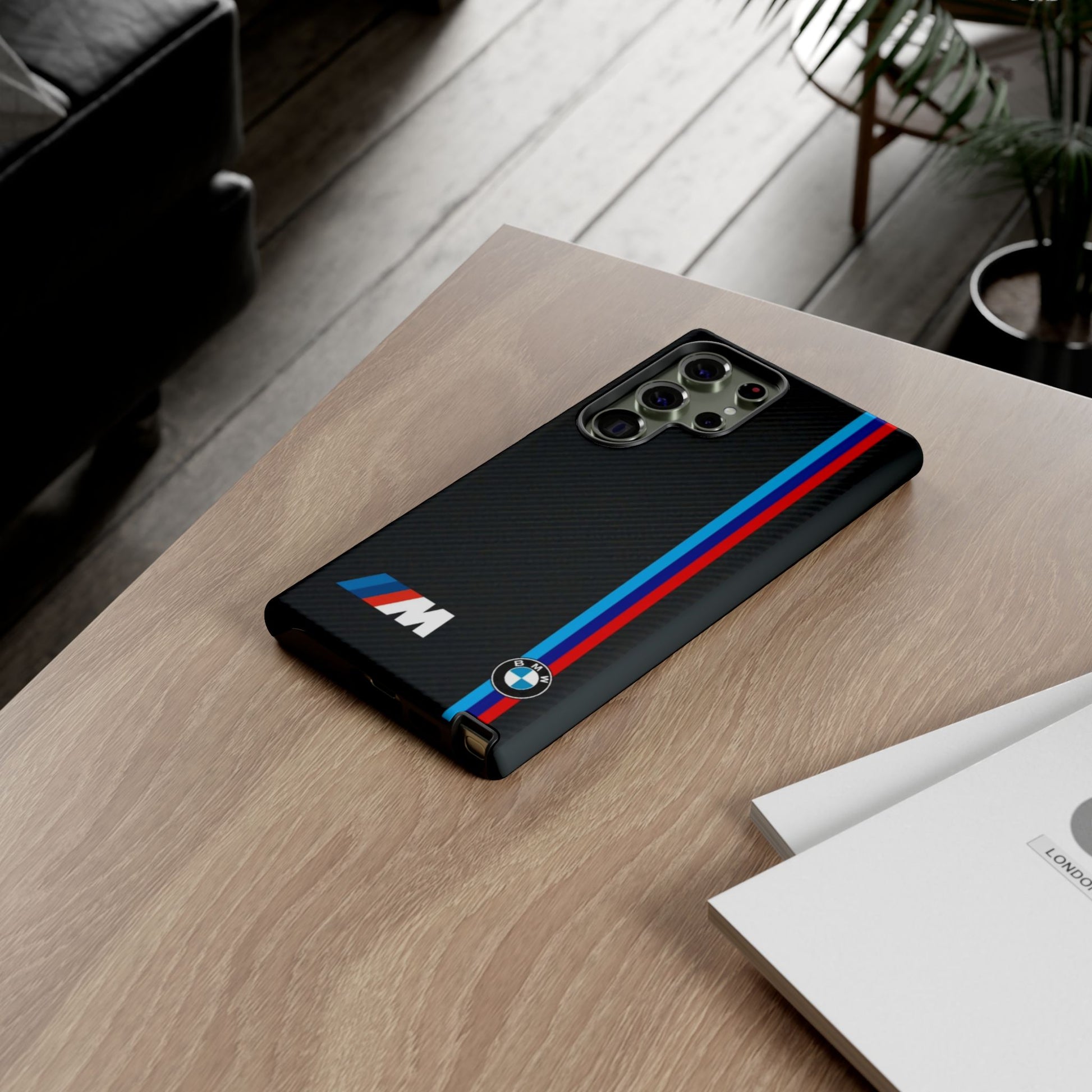 BMW M Stripes Carbon Fiber Design Tough Cases for iPhones, Samsung, and Pixel