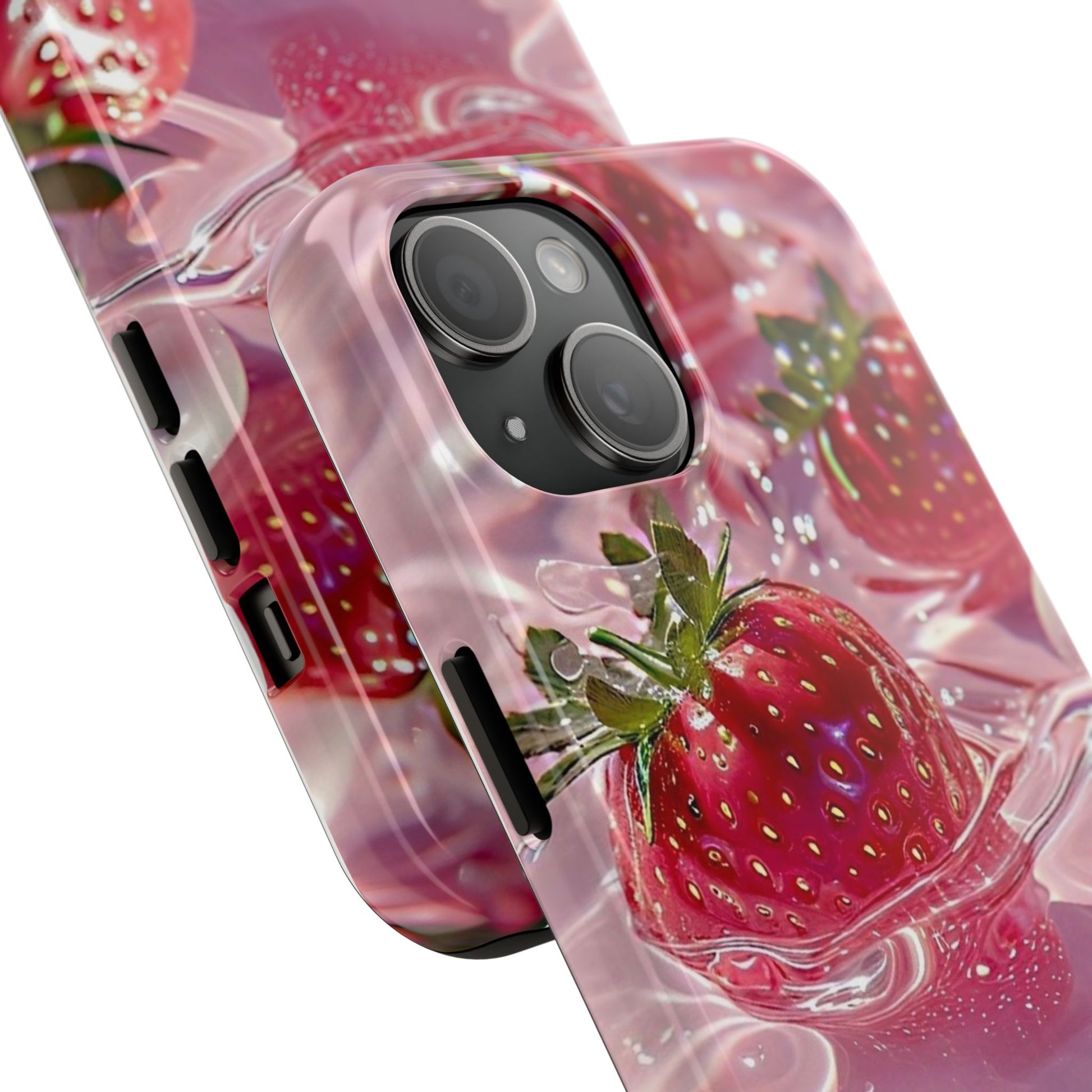 Floating Strawberries Themed Tough Phone Cases for Iphones & Samsung Phones