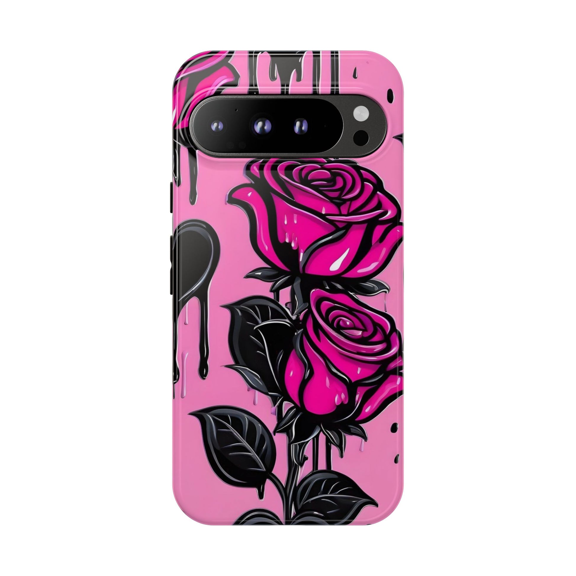 Pink Rose Tough Girly Cases for iPhones, Samsung, and Pixel