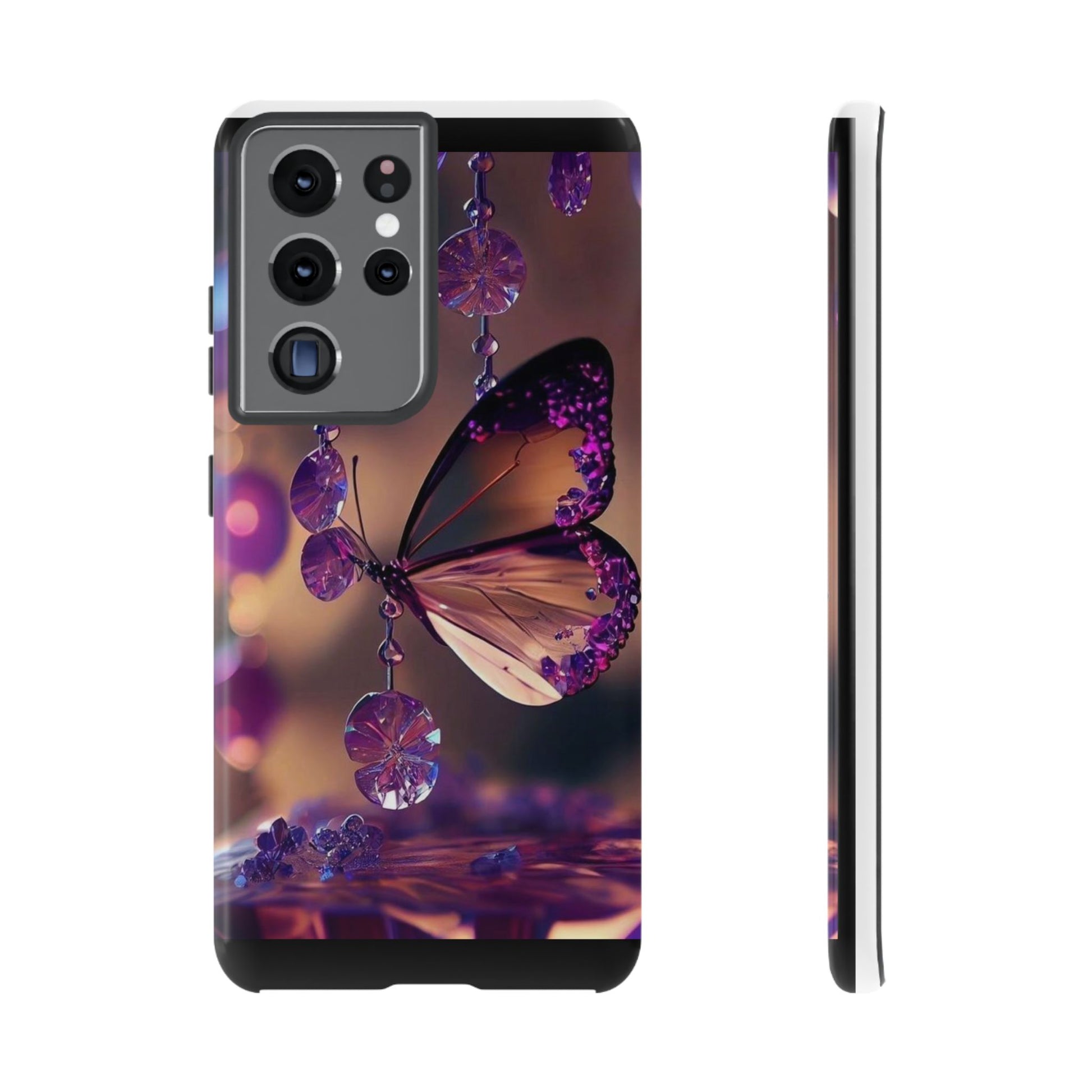 Purple Butterfly Tough Cases for iPhones, Samsung, and Pixel