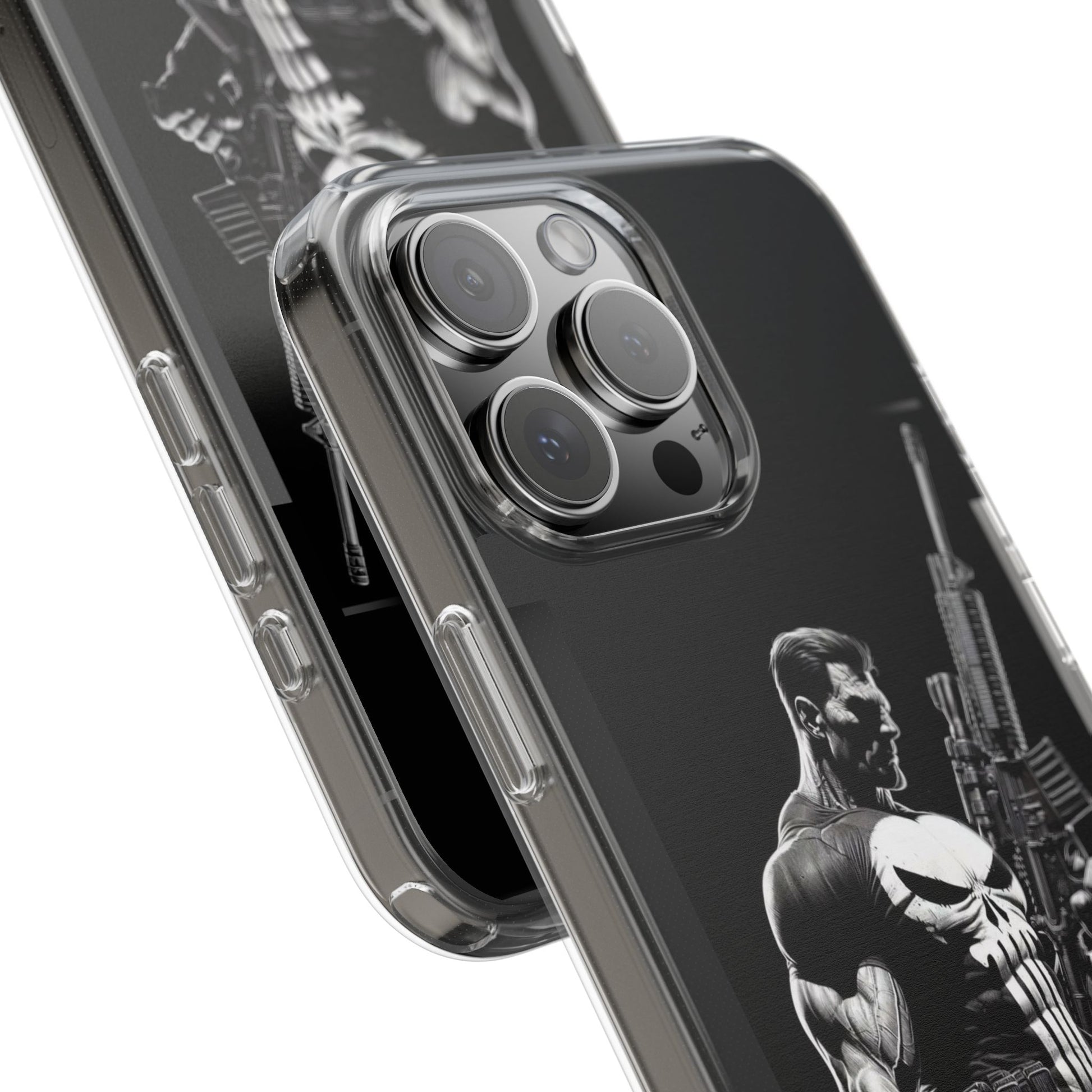 Phone Case, Comic book Inspired Design Punisher, Clear Phone Cover, Funny