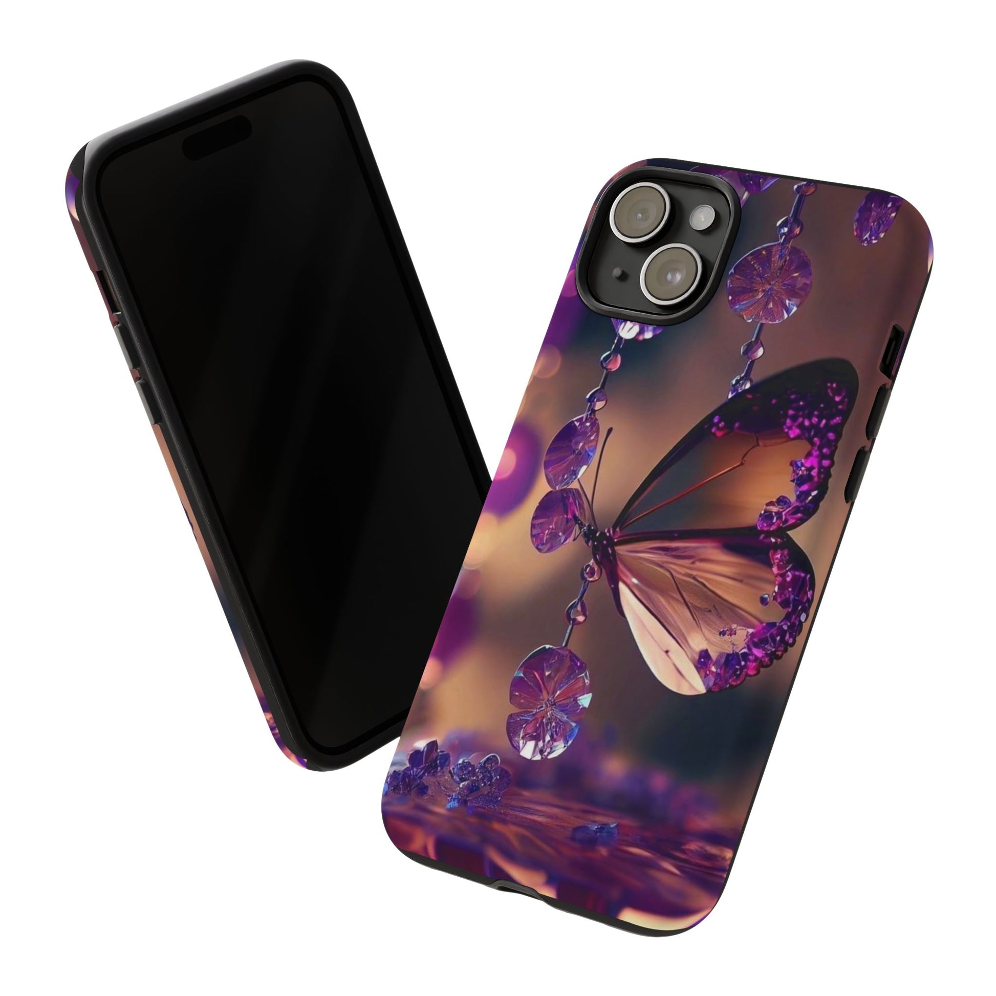 Purple Butterfly Tough Cases for iPhones, Samsung, and Pixel