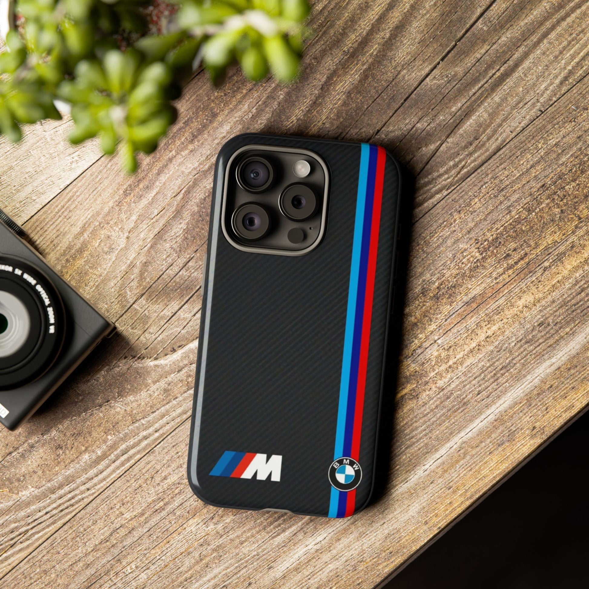 BMW M Stripes Carbon Fiber Design Tough Cases for iPhones, Samsung, and Pixel