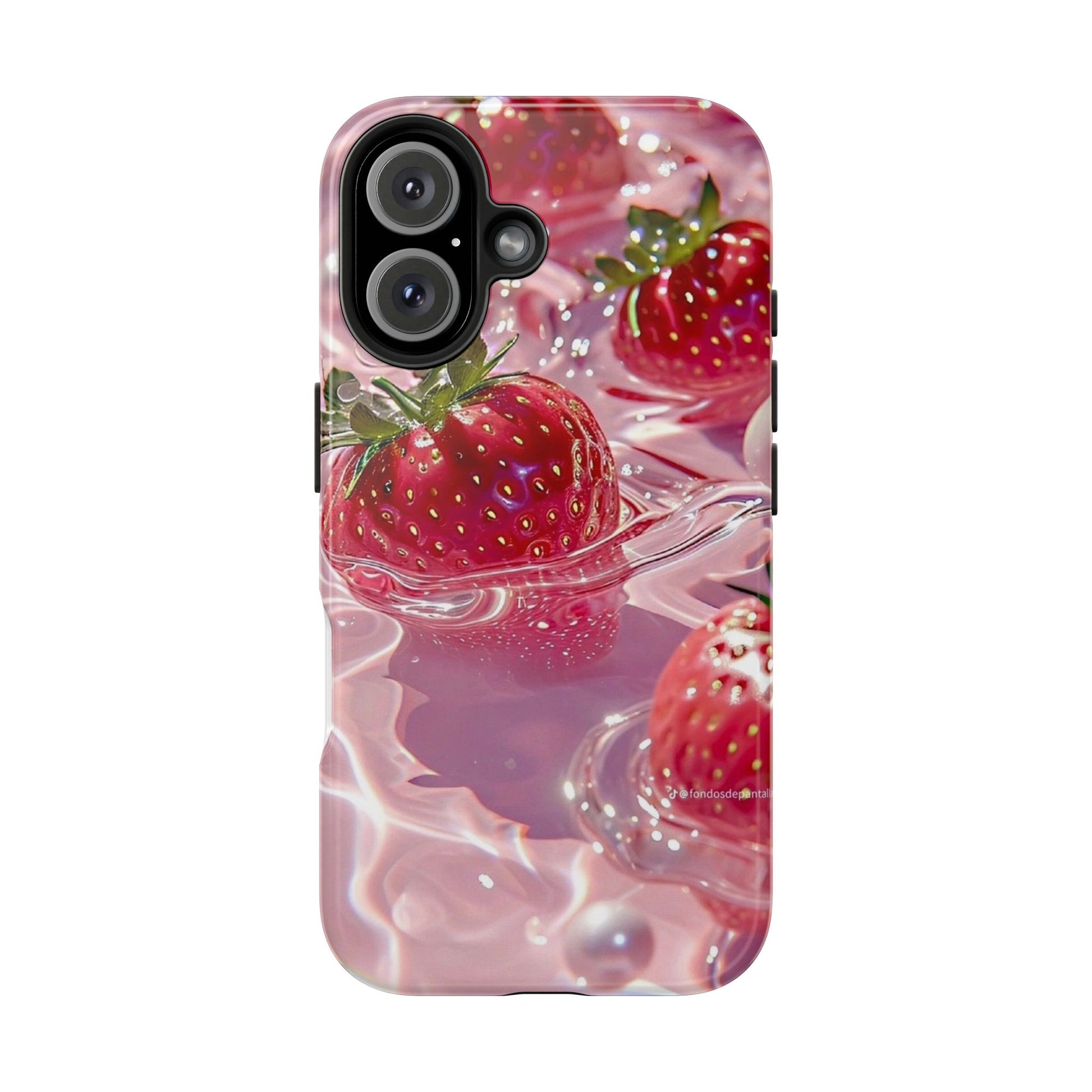 Floating Strawberries Themed Tough Phone Cases for Iphones & Samsung Phones