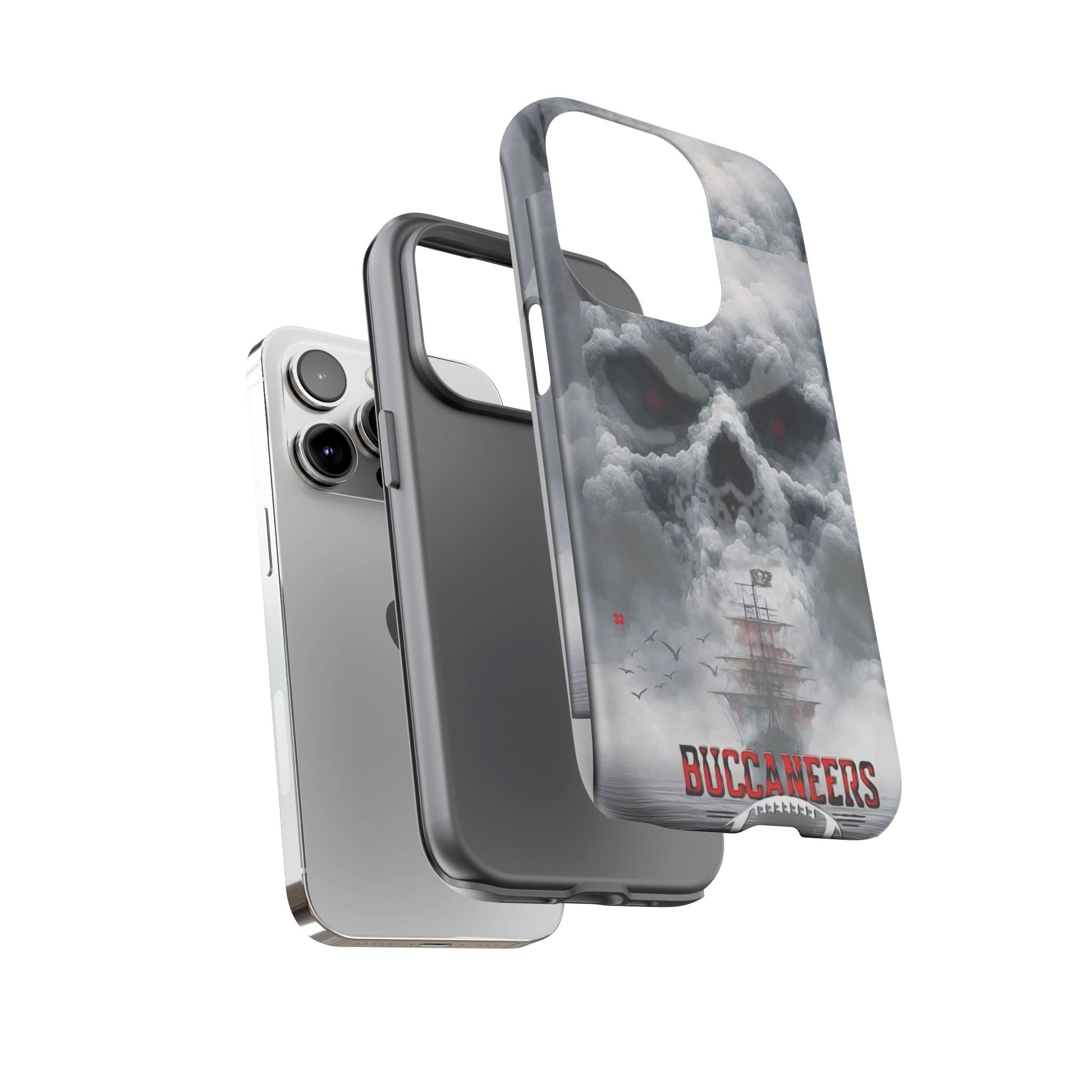 Skull Pirate Ship Football Buccaneers Tough Cases for iPhones, Samsung, and Pixel