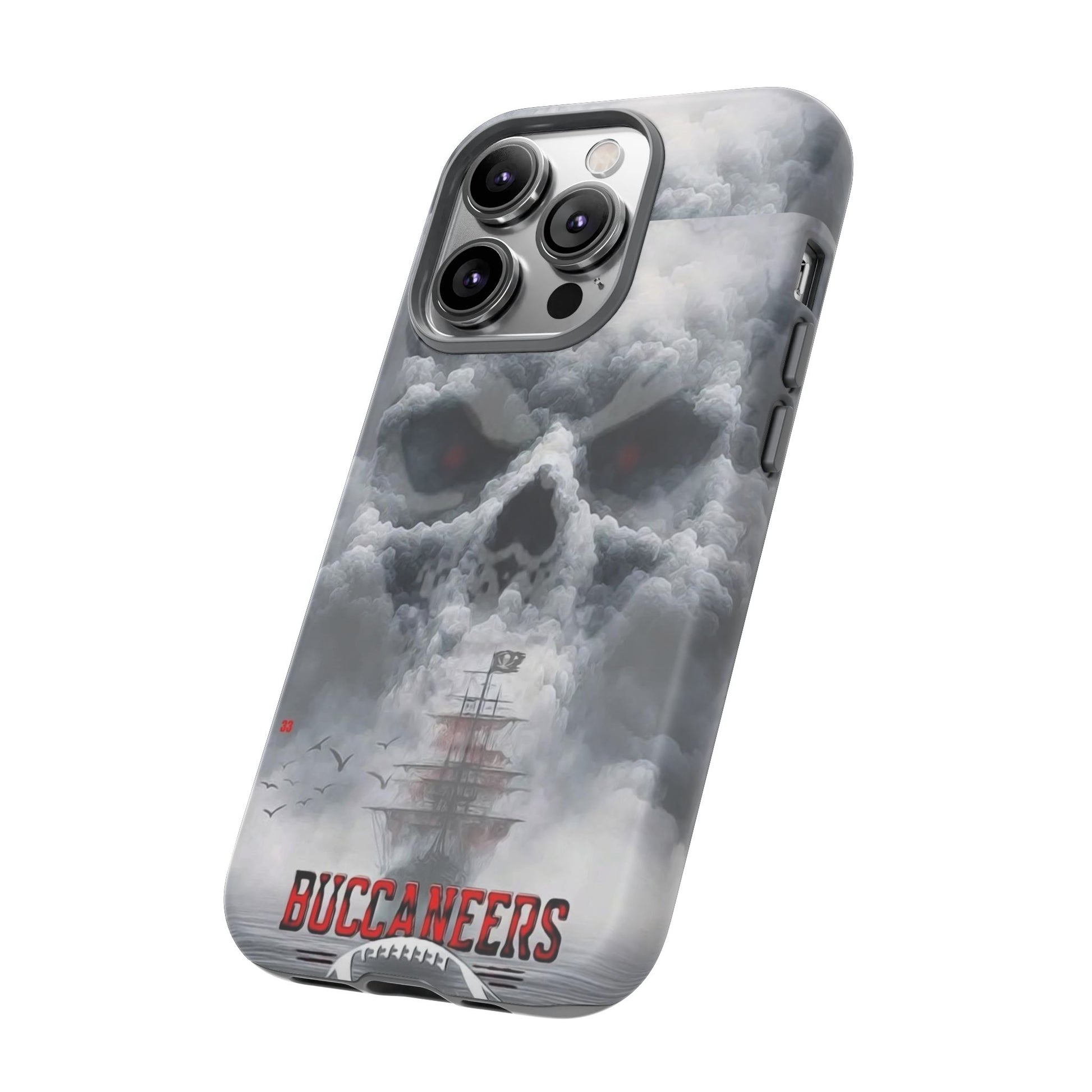 Skull Pirate Ship Football Buccaneers Tough Cases for iPhones, Samsung, and Pixel