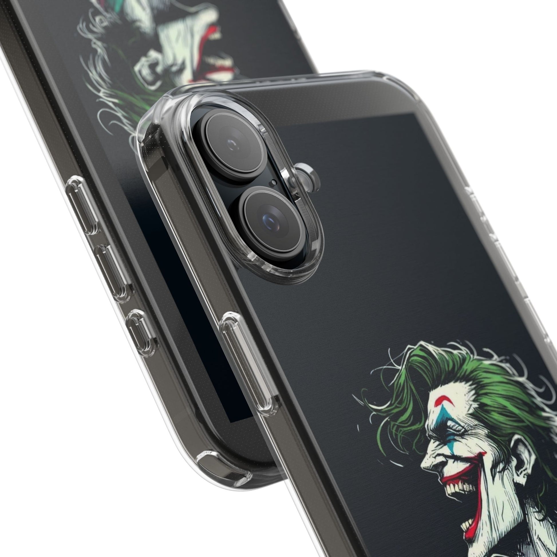 Phone Case, Comic book Inspired Design Joker Laughing, Clear Phone Cover