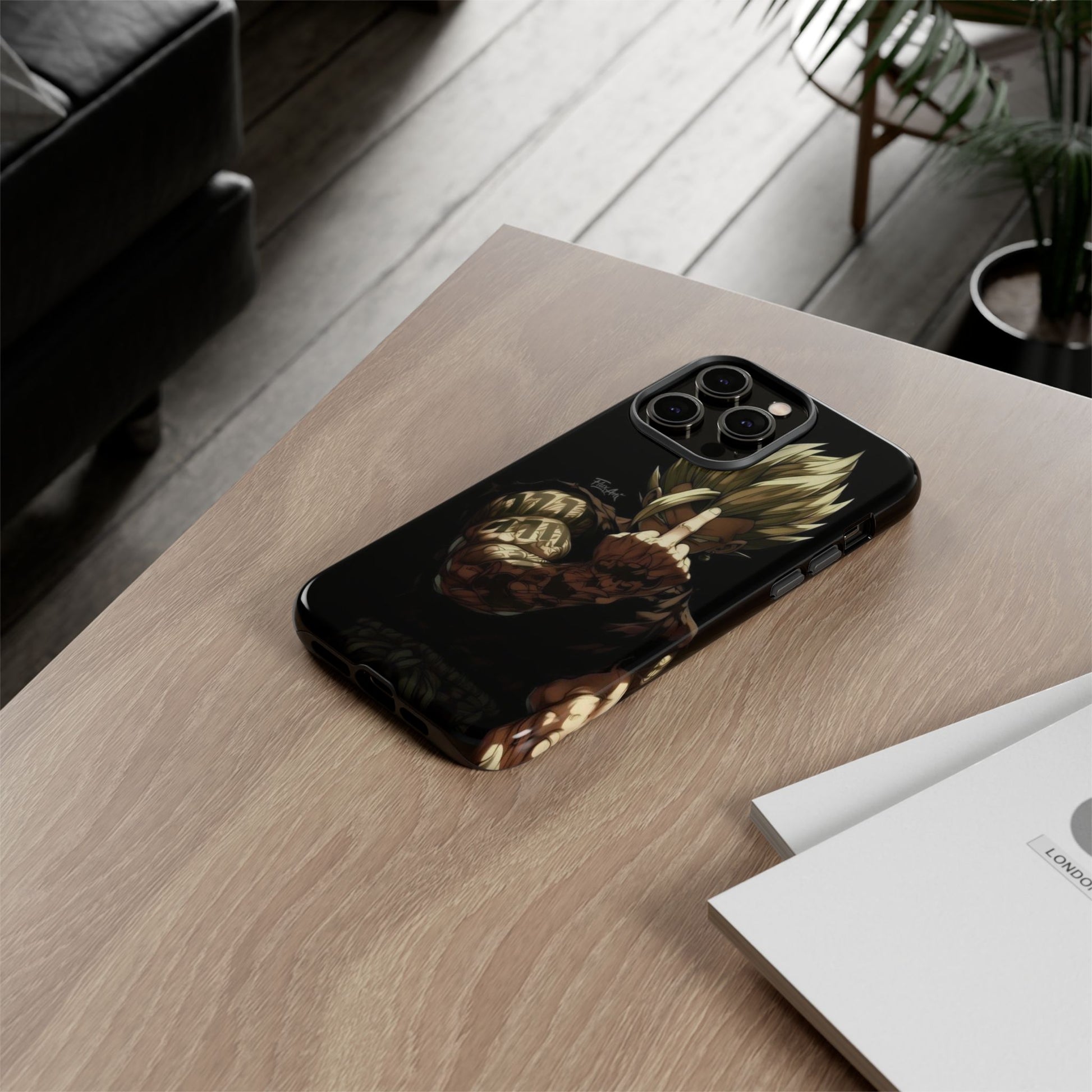 Middle Finger SS Goku Dragon Ball Z Tough Cases for iPhones, Samsung, and Pixel