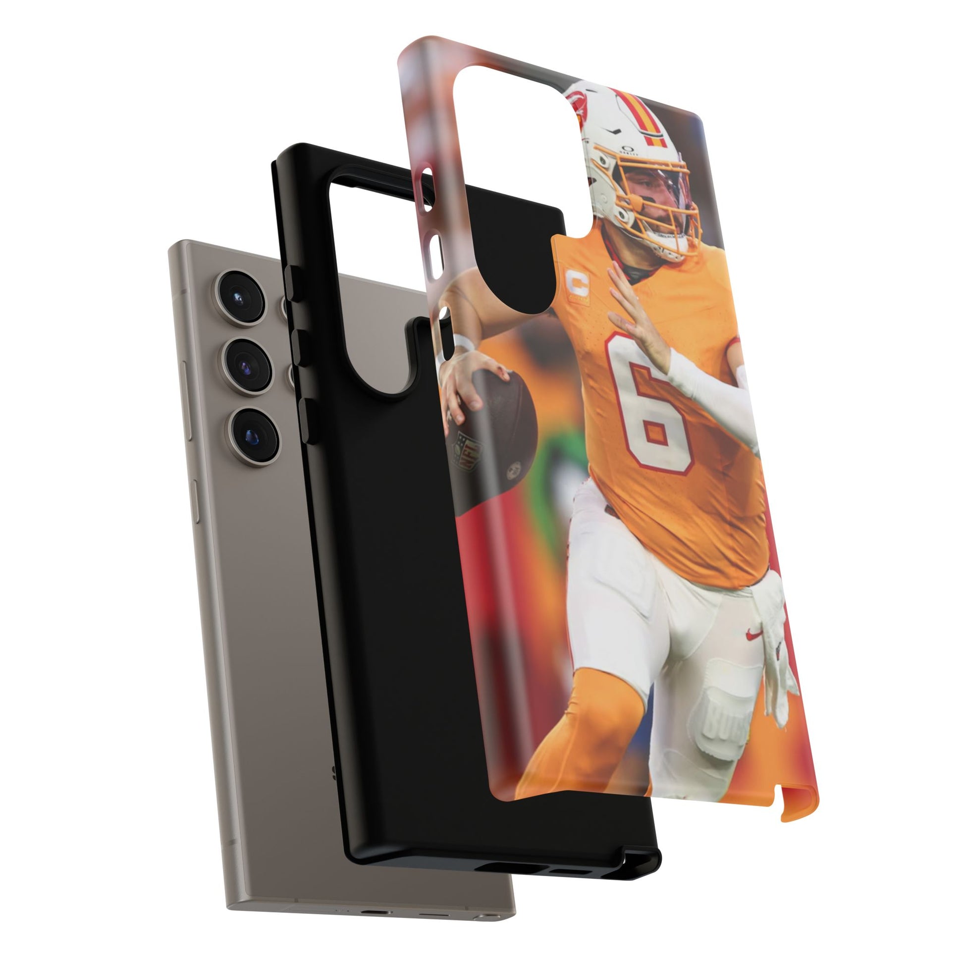 Tampa Bay Buccaneers Baker Mayfield Football Tough Cases for iPhones, Samsung, and Pixel