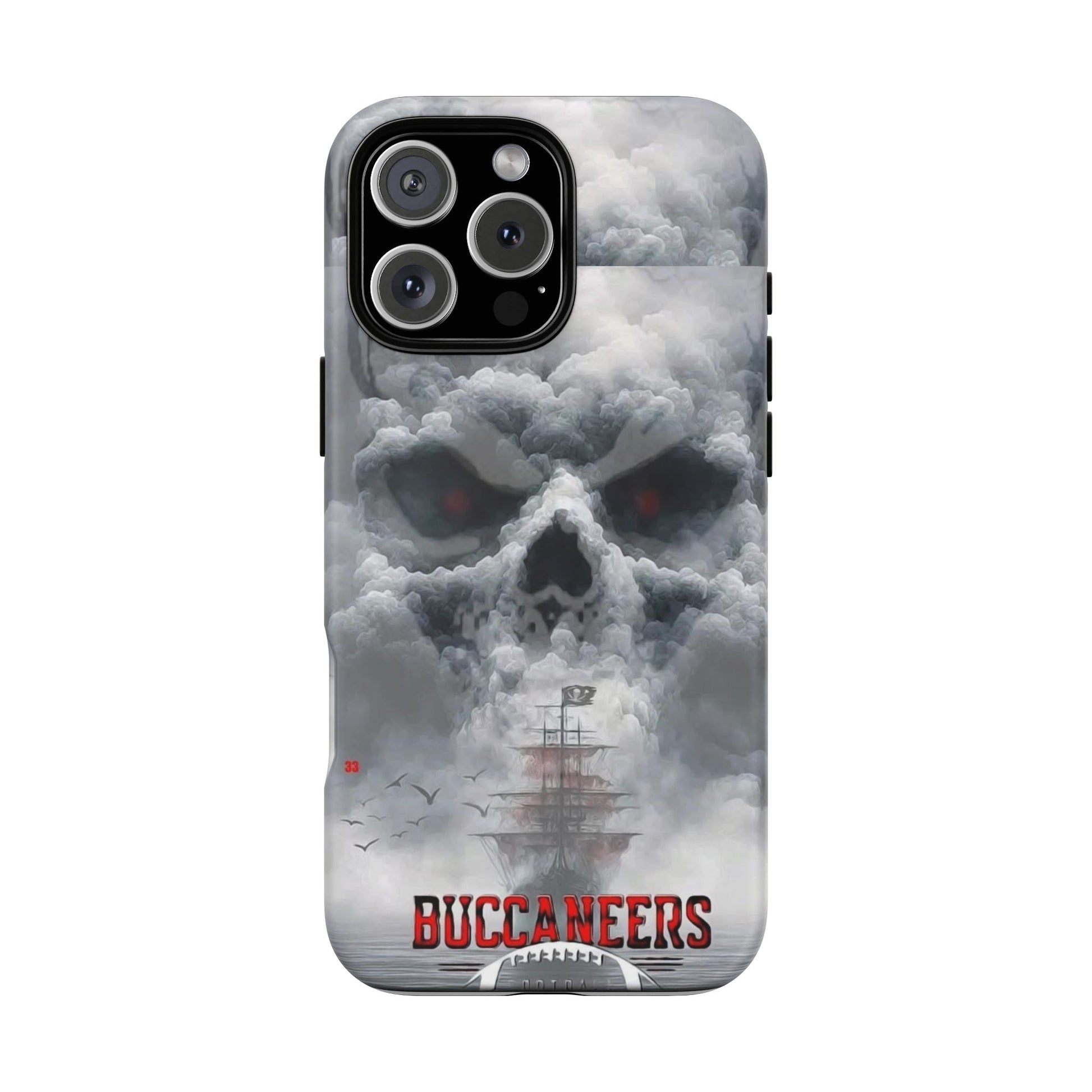 Skull Pirate Ship Football Buccaneers Tough Cases for iPhones, Samsung, and Pixel