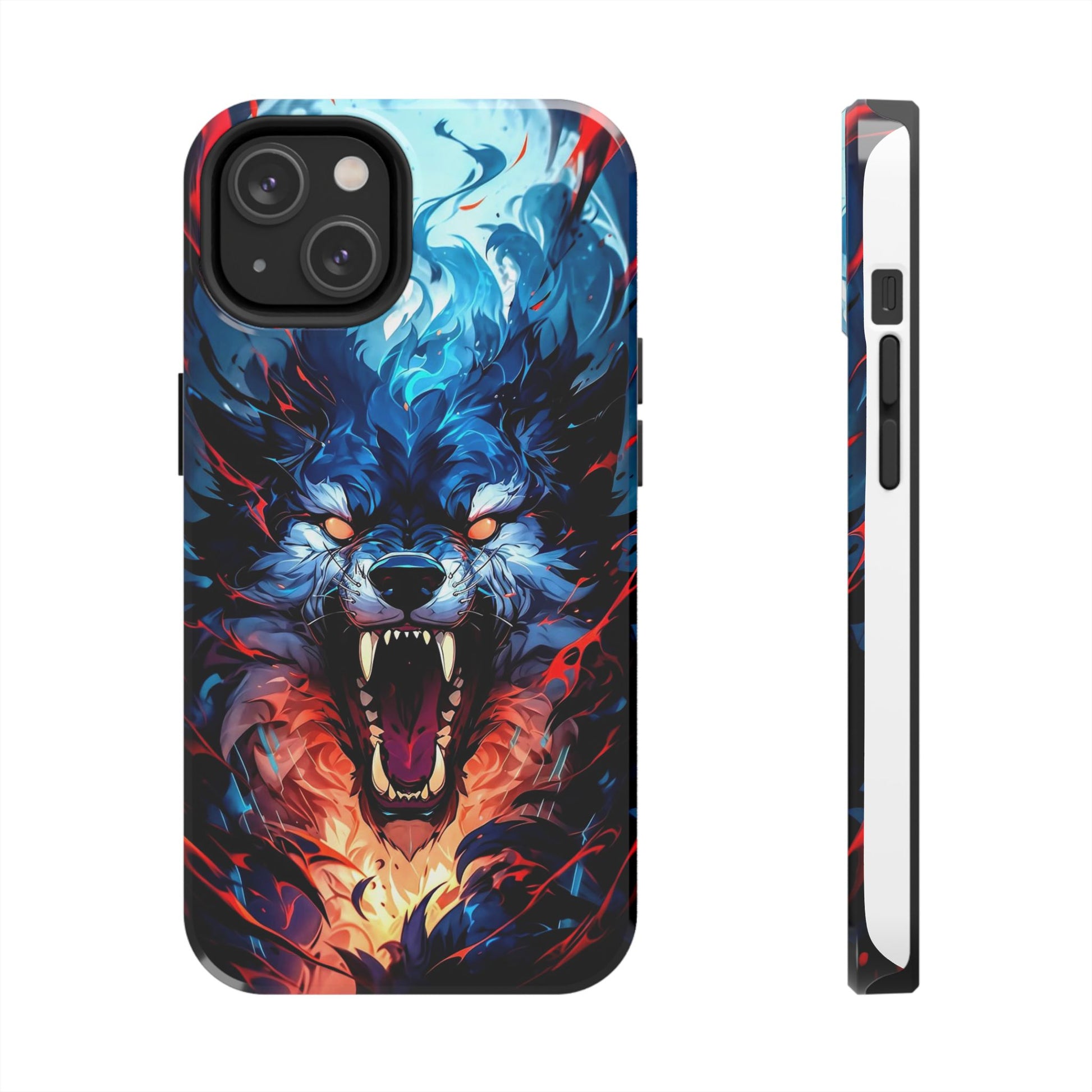 Aggressive Wolf Art Themed Tough Phone Cases for Iphones & Samsung Phones