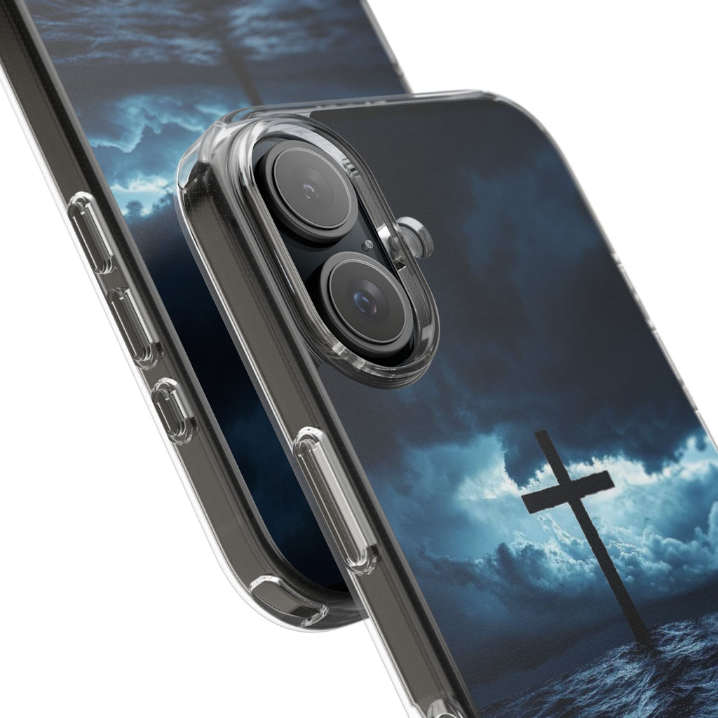 Christian Cross Storm Clear Case - Religious iPhone Samsung Cover, Faith Phone