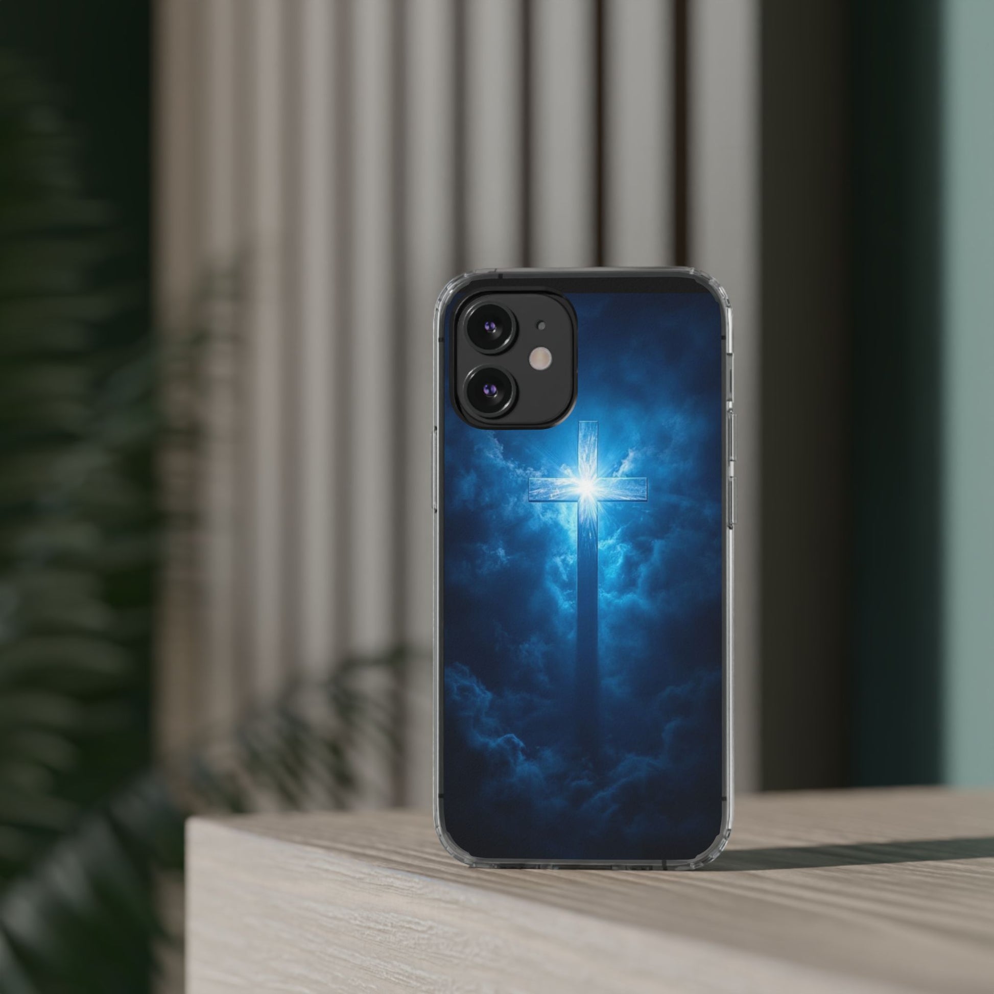 Religious Phone Case, Christian Cross in Clouds Art, Phone Accessories, Samsung