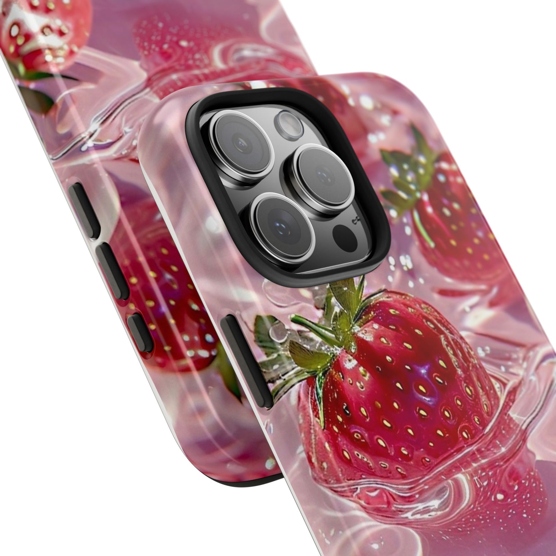 Floating Strawberries Themed Tough Phone Cases for Iphones & Samsung Phones