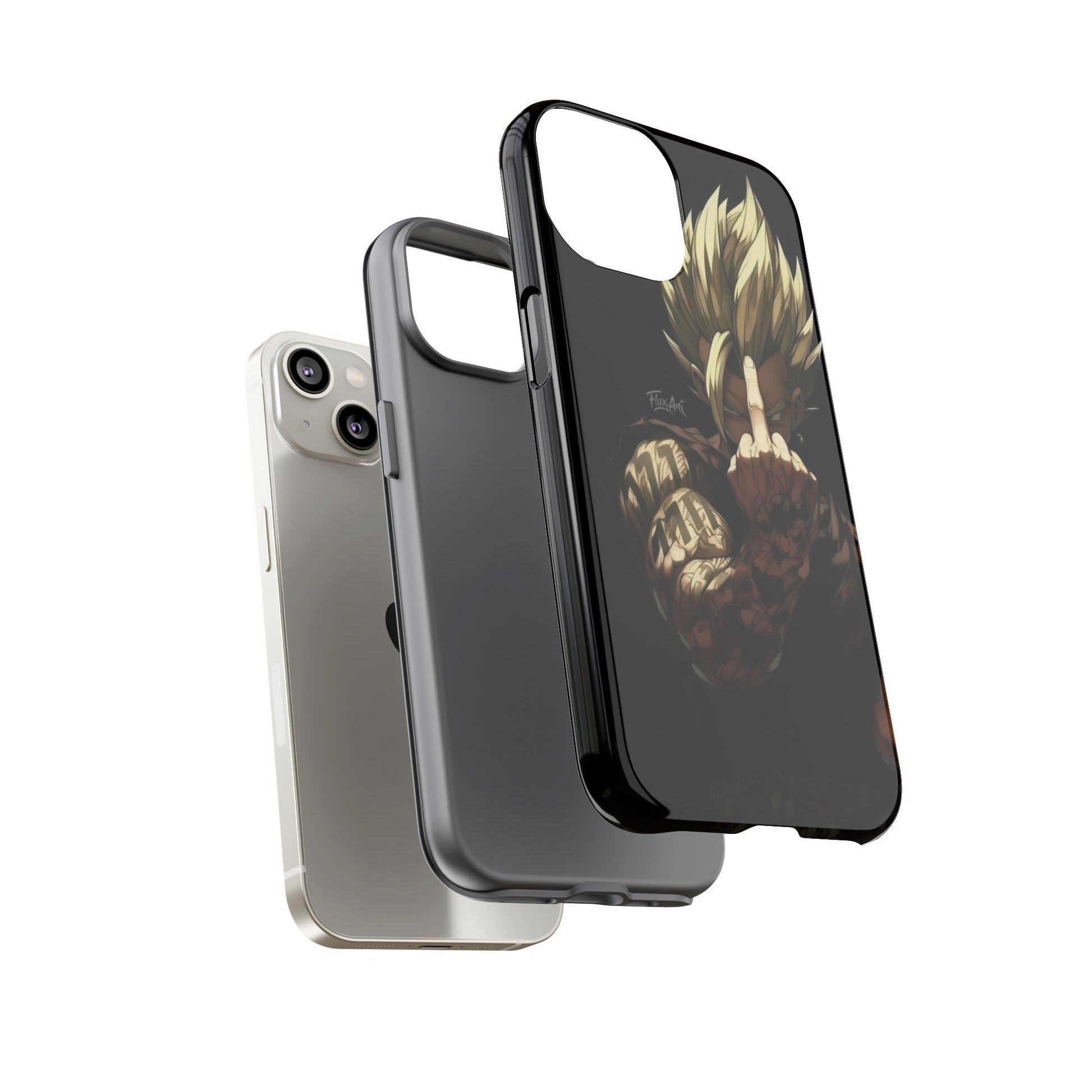Middle Finger SS Goku Dragon Ball Z Tough Cases for iPhones, Samsung, and Pixel