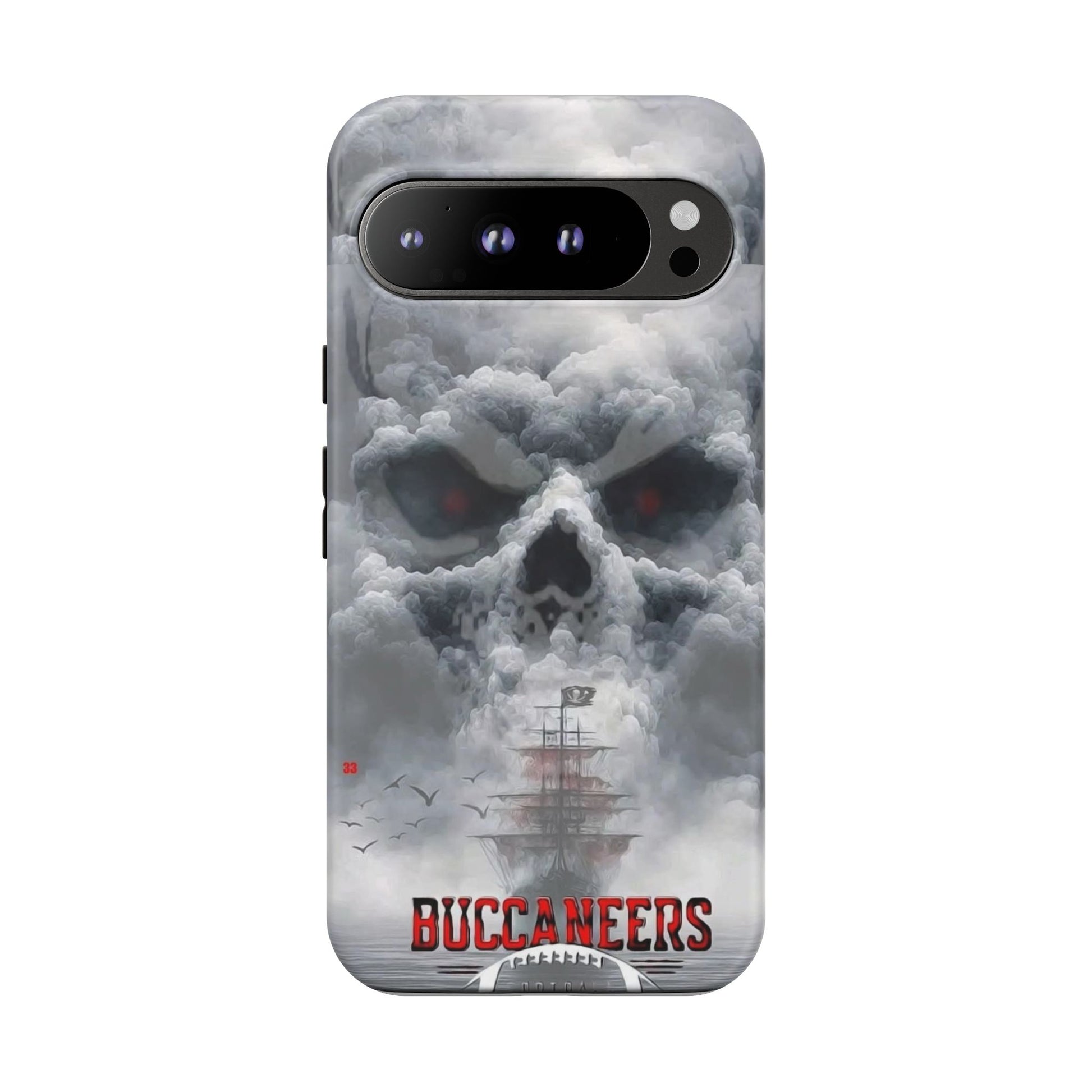 Skull Pirate Ship Football Buccaneers Tough Cases for iPhones, Samsung, and Pixel