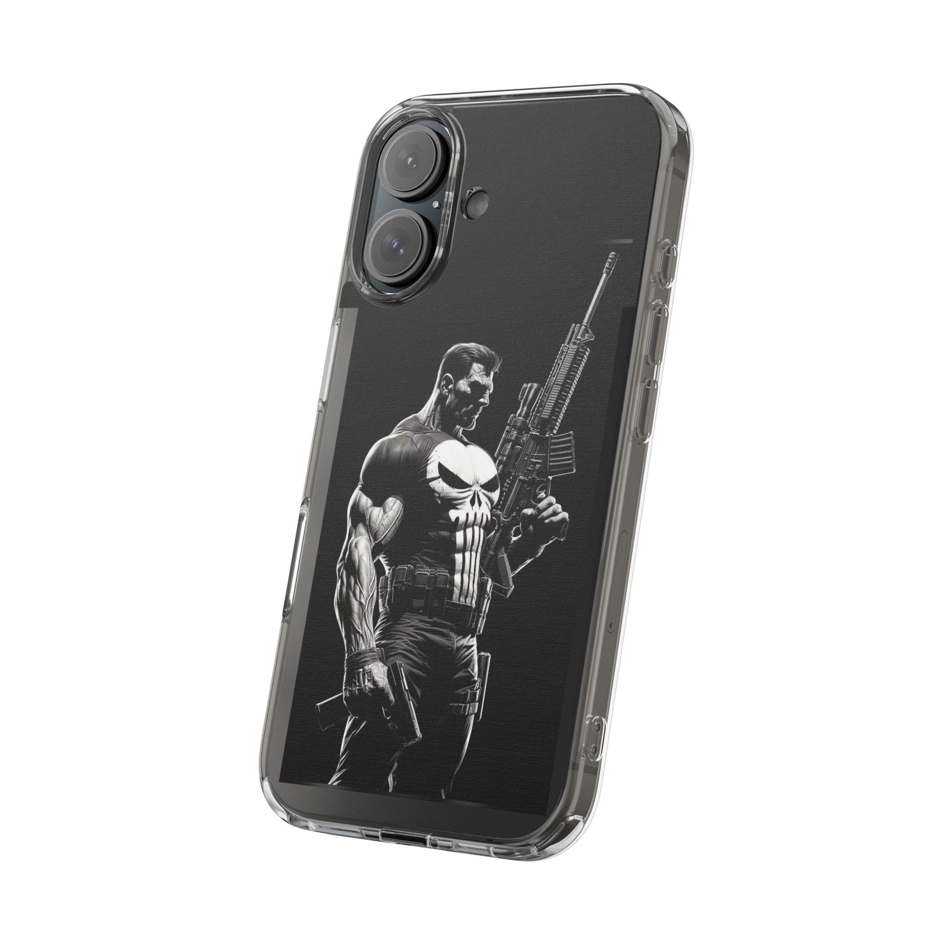 Phone Case, Comic book Inspired Design Punisher, Clear Phone Cover, Funny