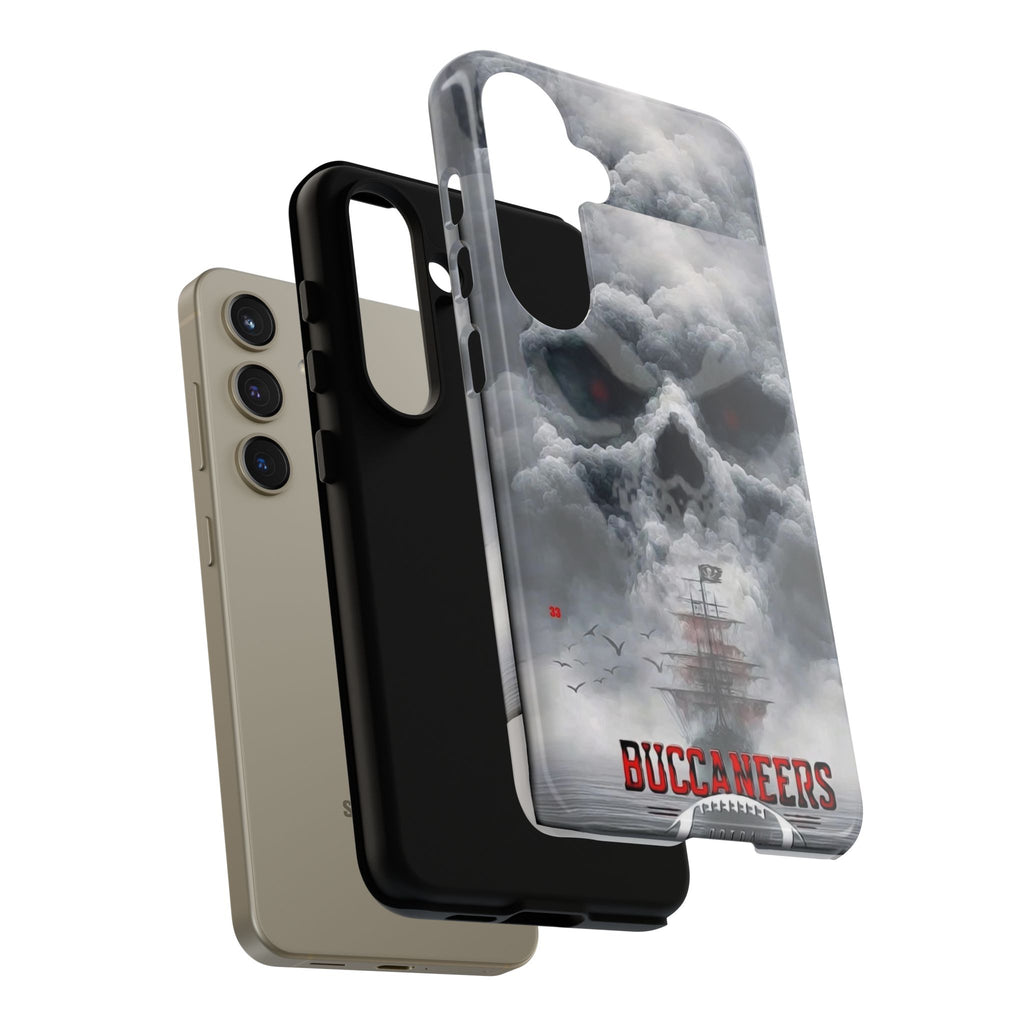 Skull Pirate Ship Football Buccaneers Tough Cases for iPhones, Samsung, and Pixel