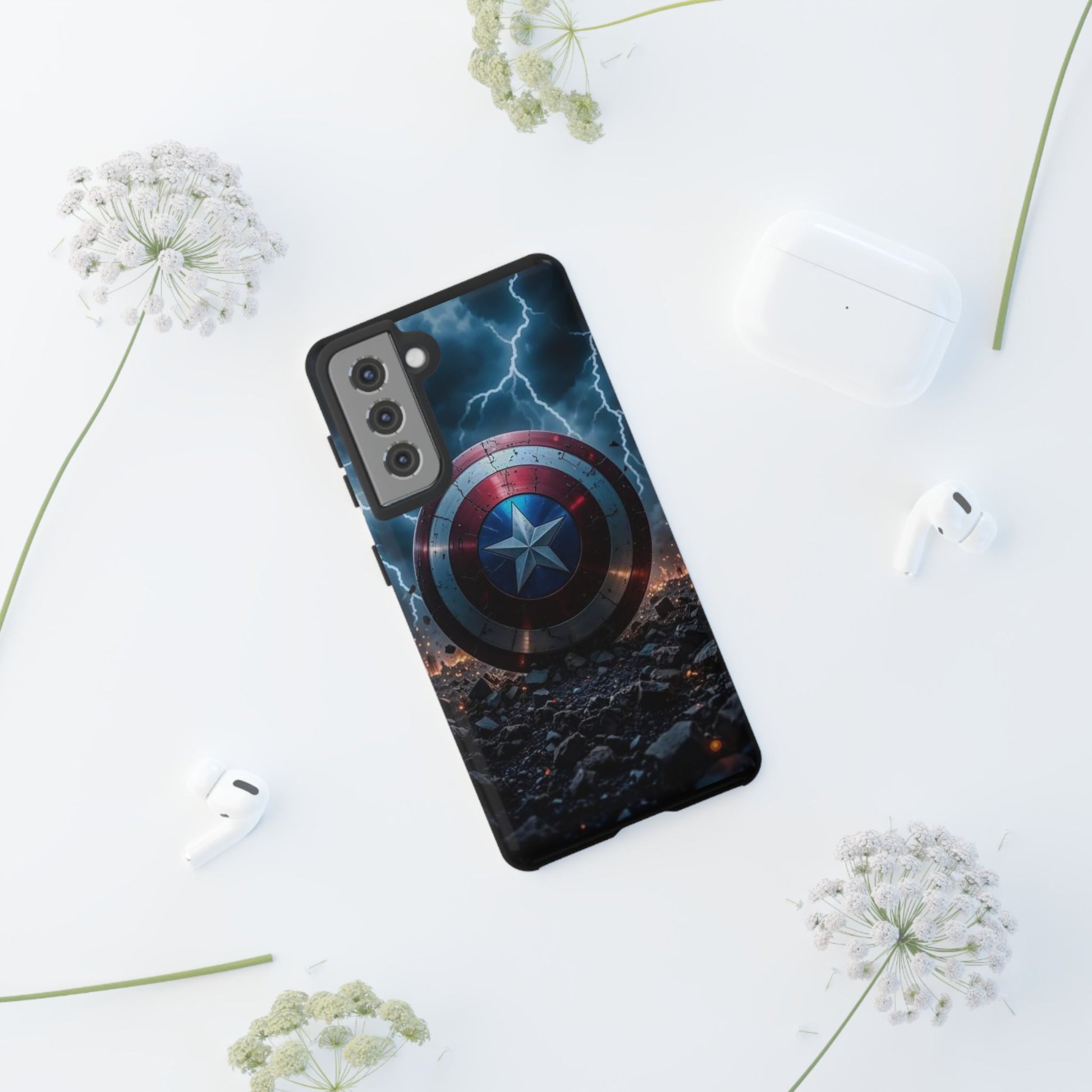 Captain America Shield Tough Cases for iPhones, Samsung, and Pixel