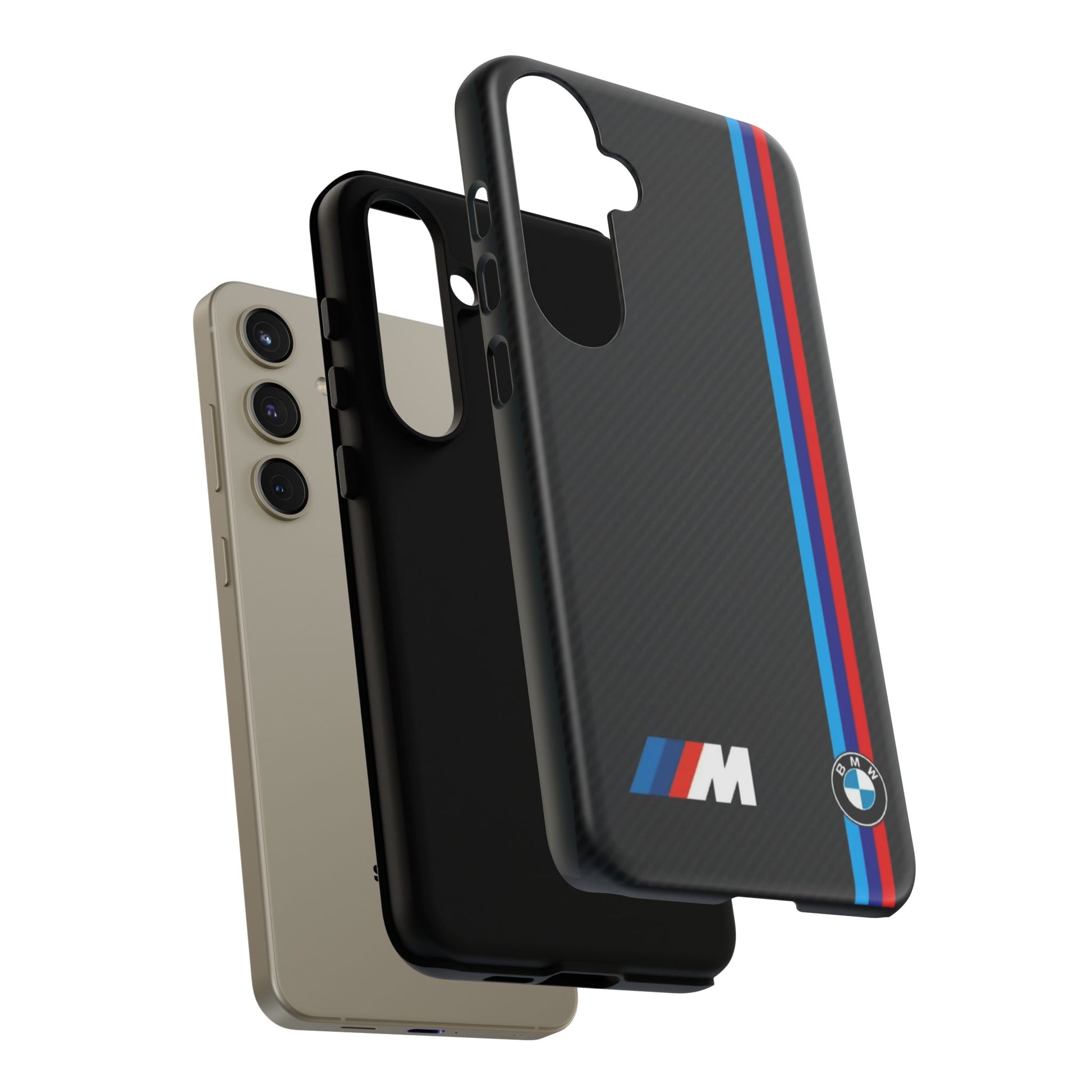 BMW M Stripes Carbon Fiber Design Tough Cases for iPhones, Samsung, and Pixel