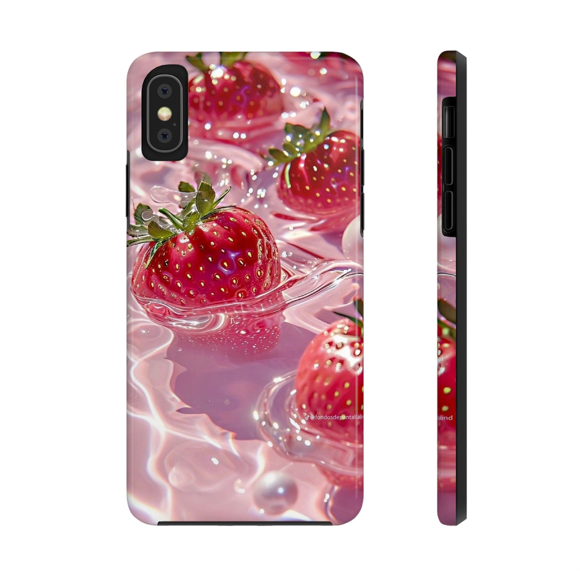 Floating Strawberries Themed Tough Phone Cases for Iphones & Samsung Phones
