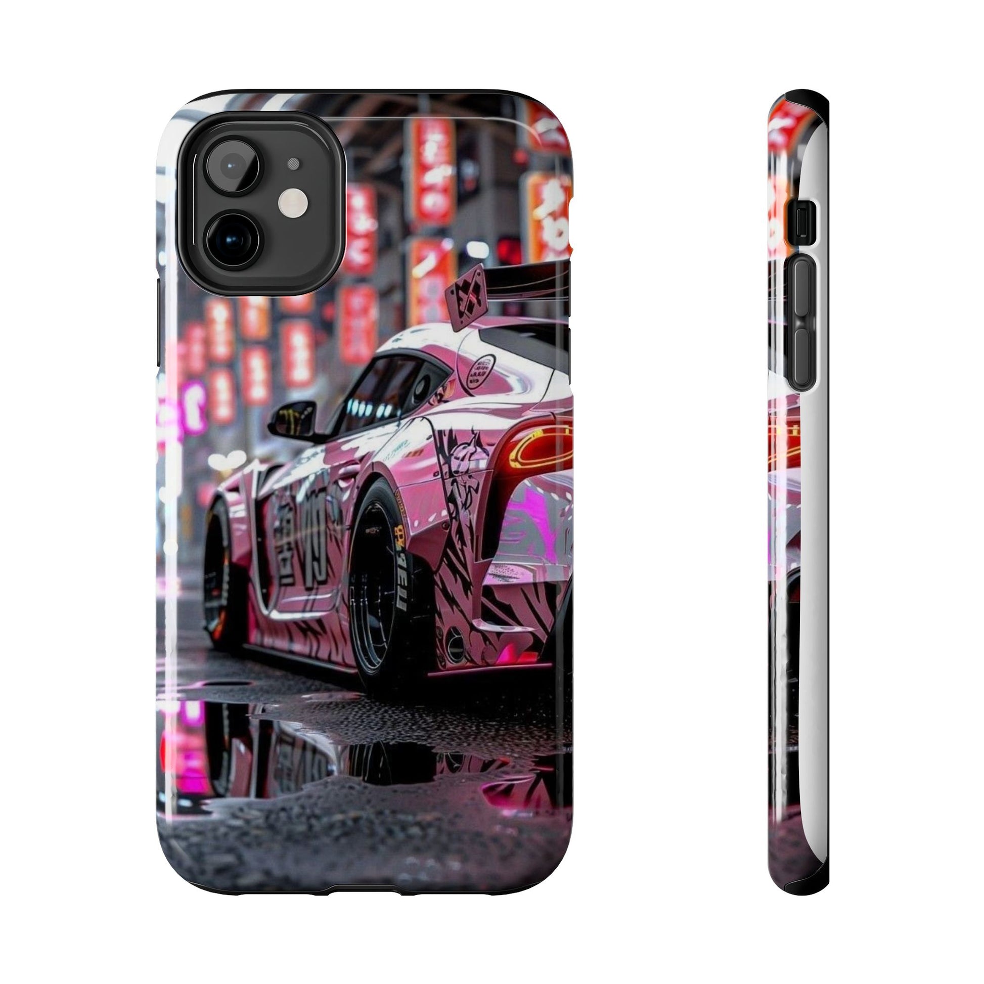 Pink Sports Car Tough Phone Cases for Iphones & Samsung Phones Durable