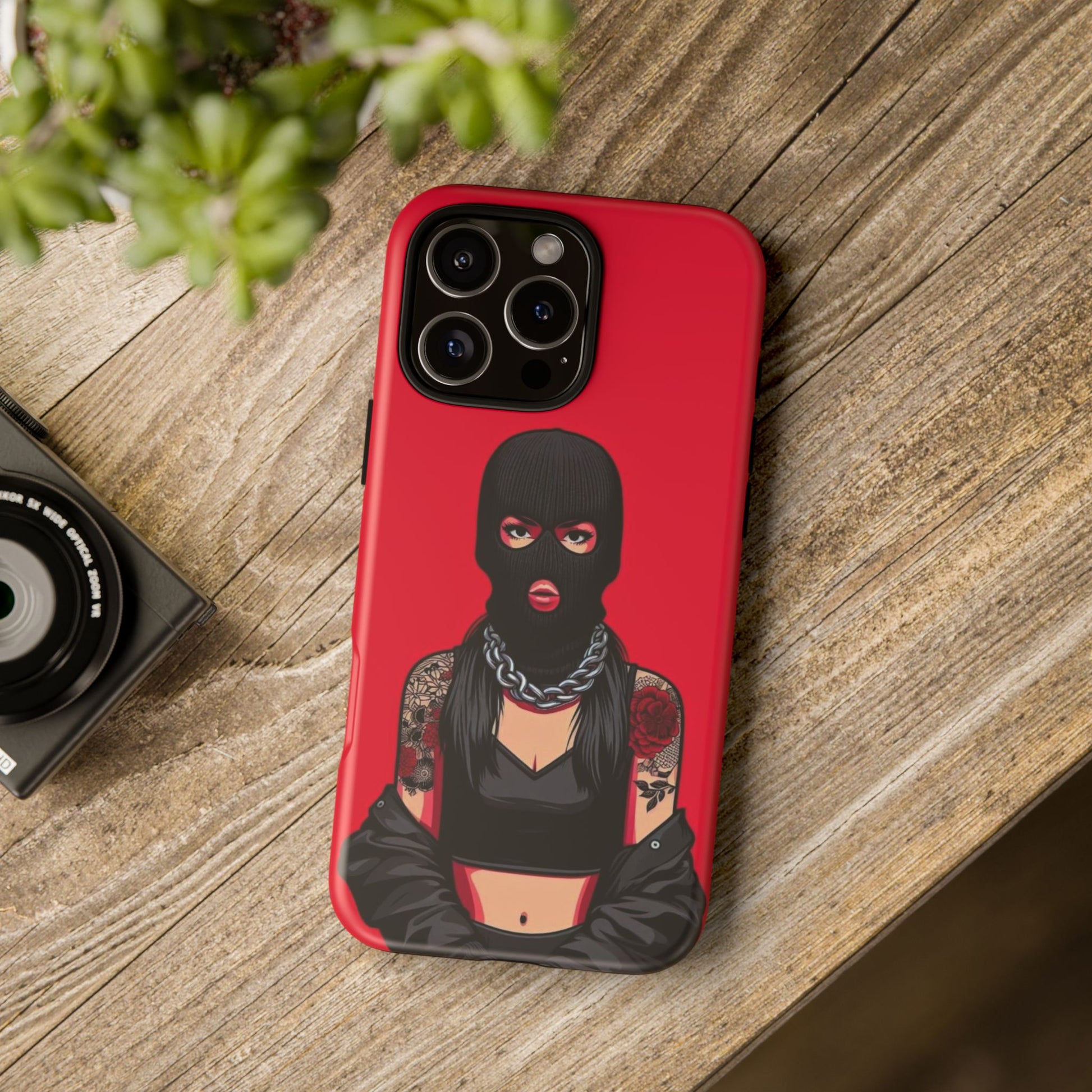 Thug Girl Red Design Tough Cases for iPhones, Samsung, and Pixel