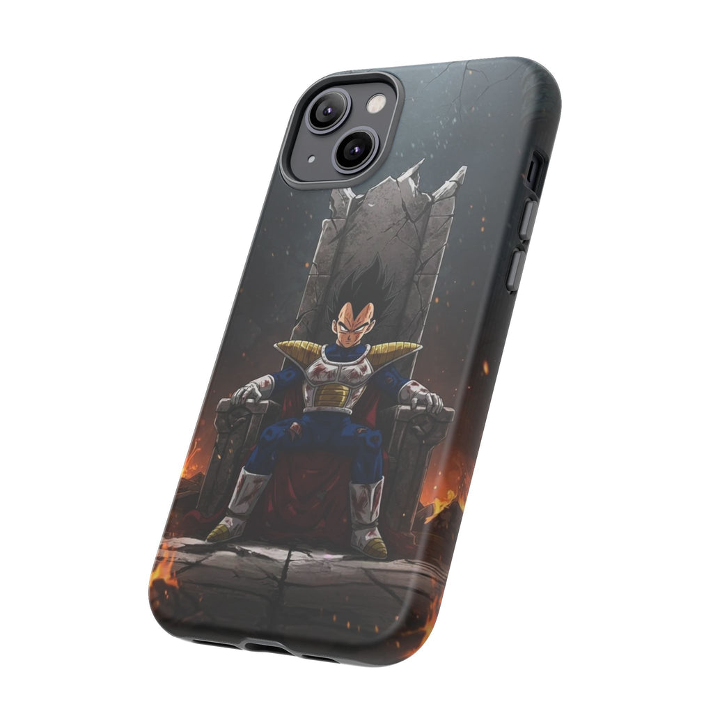 Vegeta on Throne DBZ Theme Tough Cases for iPhones, Samsung, and Pixel