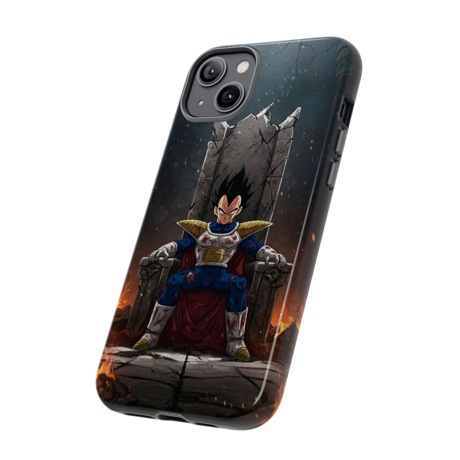 Vegeta on Throne DBZ Theme Tough Cases for iPhones, Samsung, and Pixel
