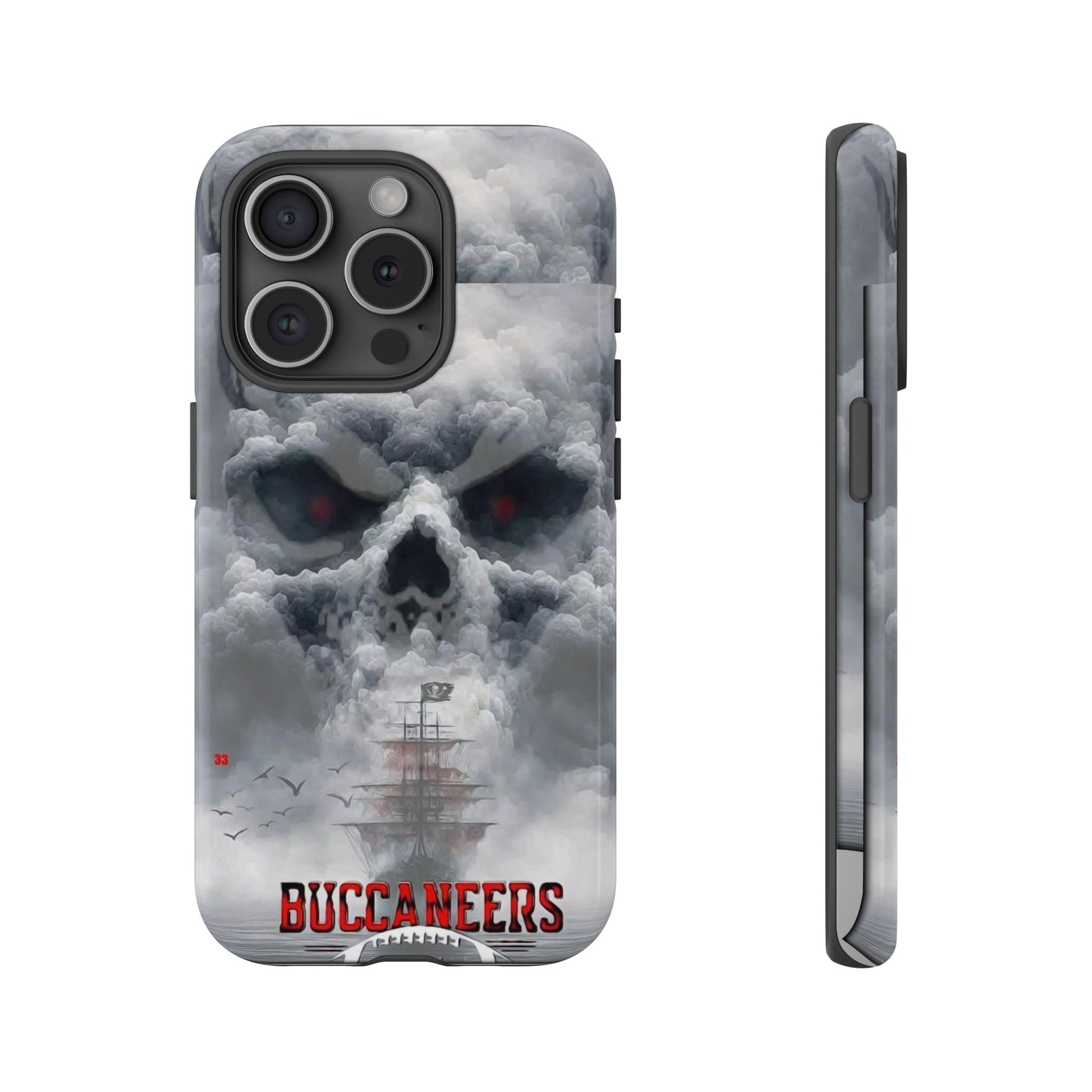 Skull Pirate Ship Football Buccaneers Tough Cases for iPhones, Samsung, and Pixel