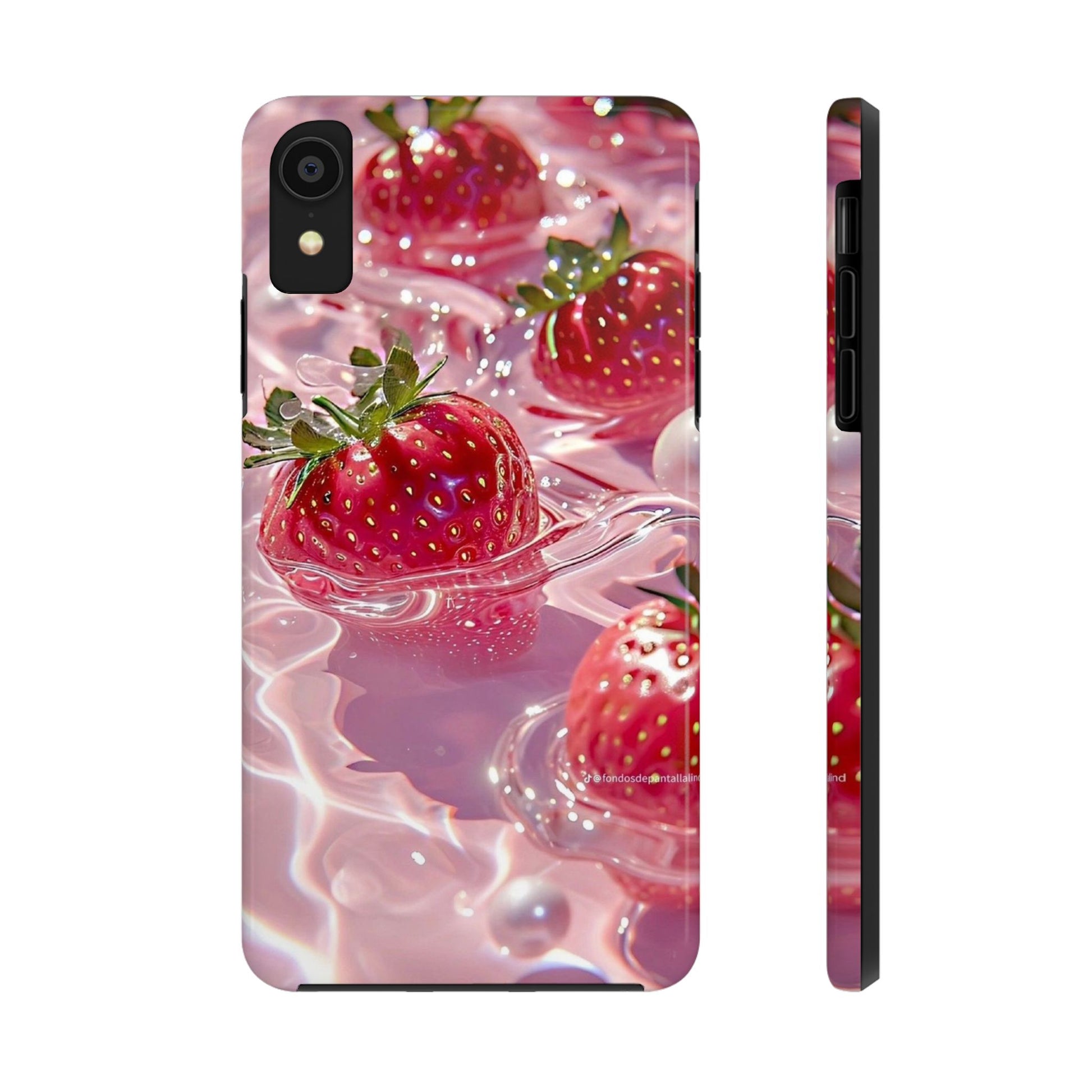 Floating Strawberries Themed Tough Phone Cases for Iphones & Samsung Phones
