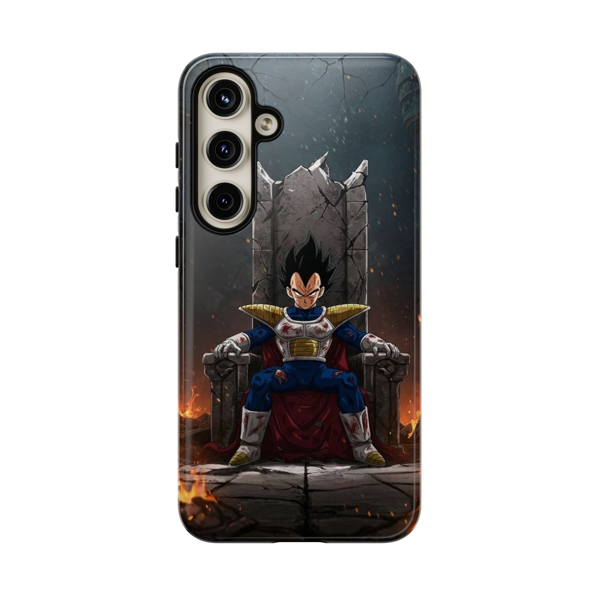 Vegeta on Throne DBZ Theme Tough Cases for iPhones, Samsung, and Pixel