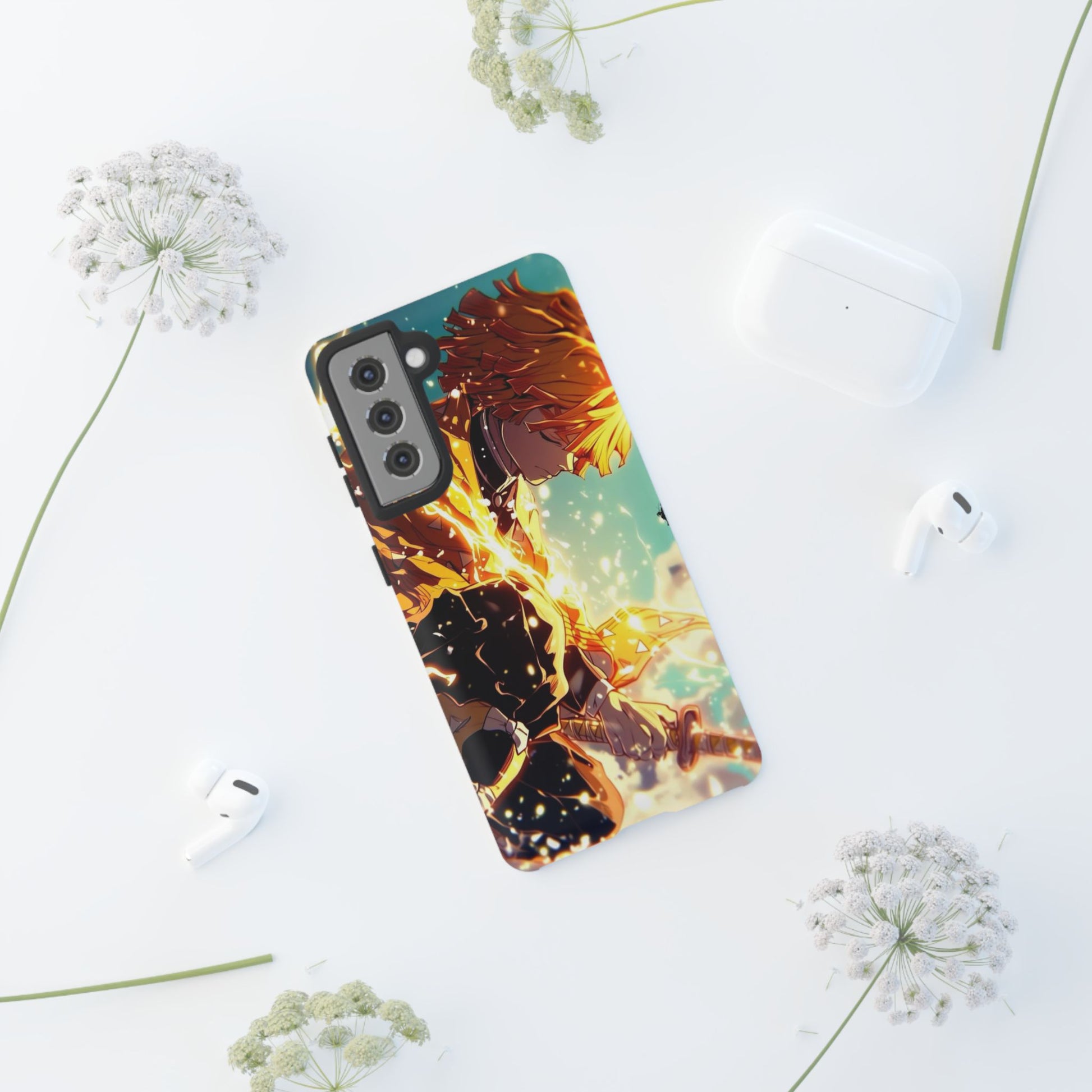 Demon Slayer Zenitsu Anime Theme Phone Case, Tough Cases for iPhones, Samsung, and Pixel