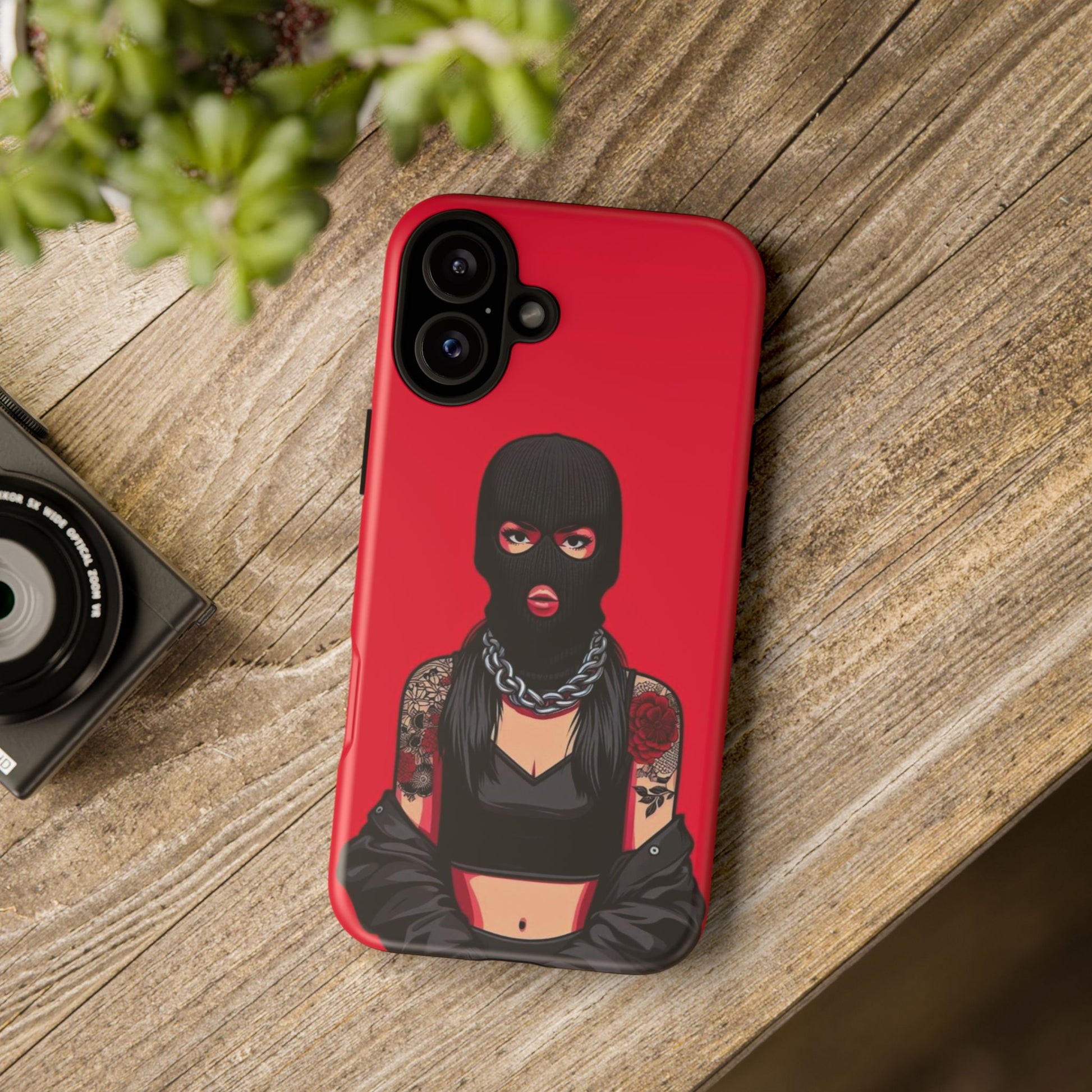 Thug Girl Red Design Tough Cases for iPhones, Samsung, and Pixel