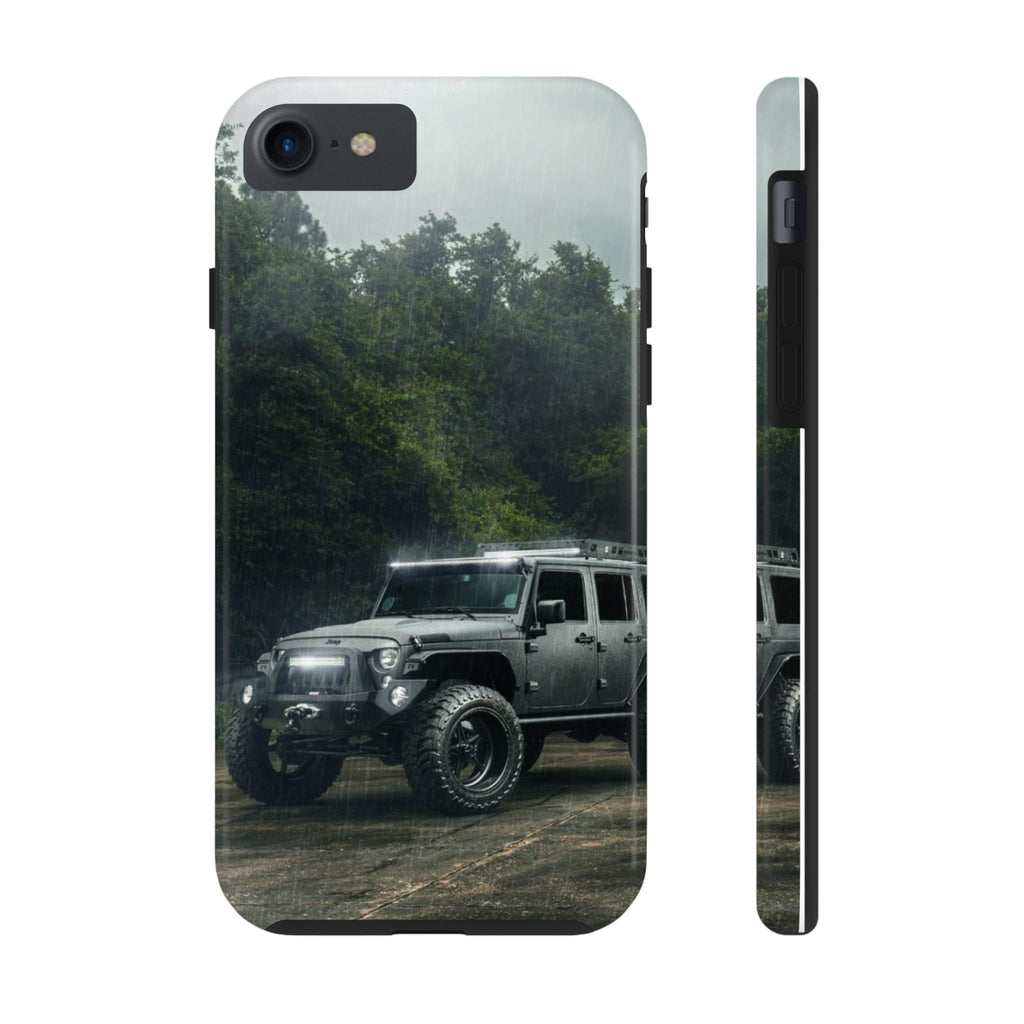 Custom Jeep in Rain Artistic Tough Phone Cases for Iphones & Samsung Phones