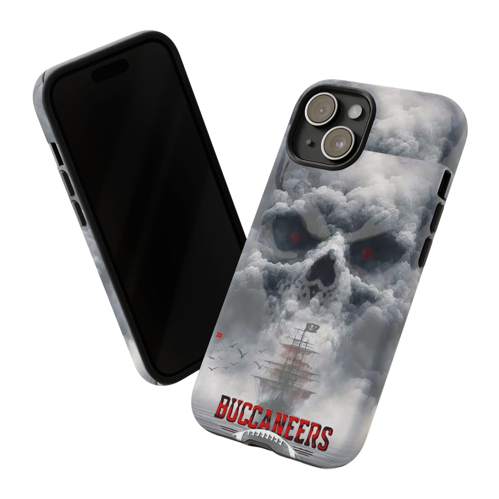 Skull Pirate Ship Football Buccaneers Tough Cases for iPhones, Samsung, and Pixel