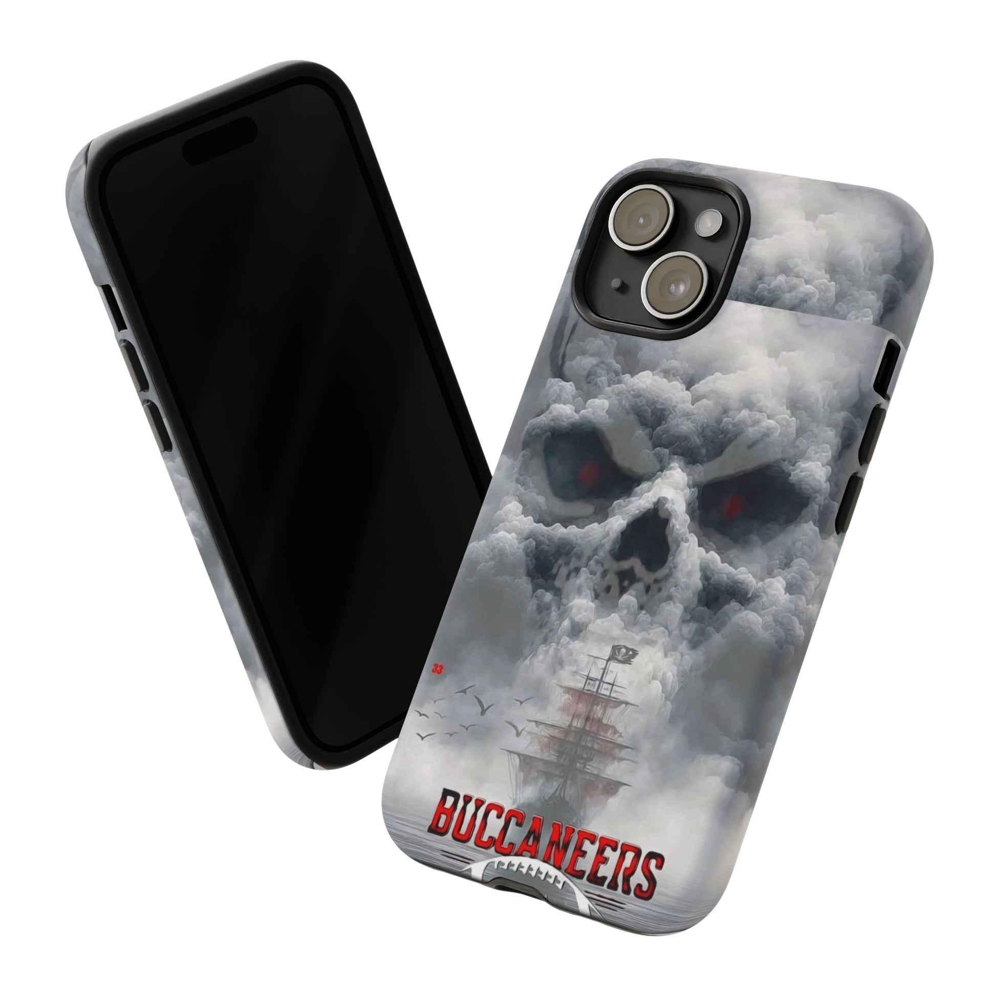 Skull Pirate Ship Football Buccaneers Tough Cases for iPhones, Samsung, and Pixel