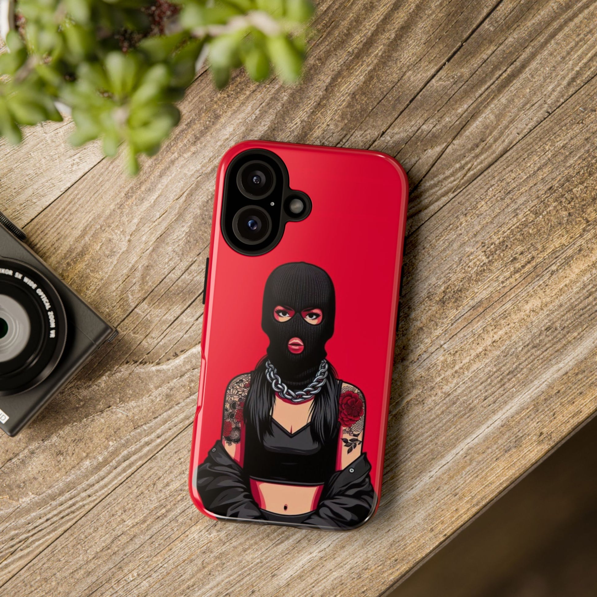 Thug Girl Red Design Tough Cases for iPhones, Samsung, and Pixel