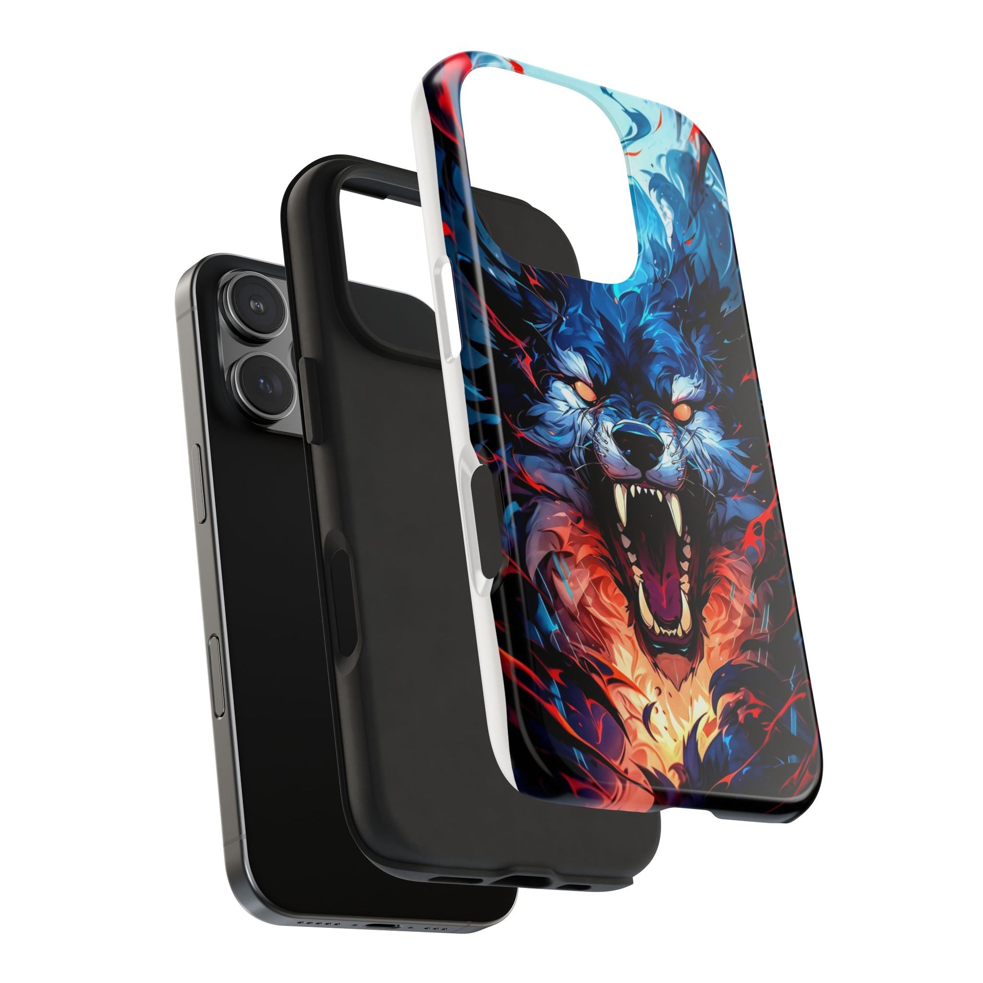 Aggressive Wolf Art Themed Tough Phone Cases for Iphones & Samsung Phones