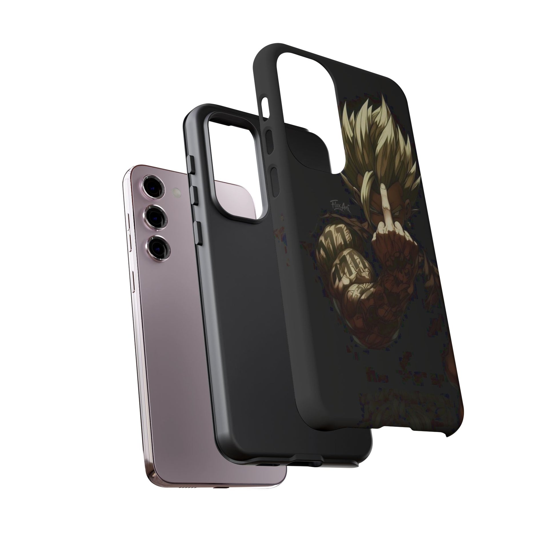 Middle Finger SS Goku Dragon Ball Z Tough Cases for iPhones, Samsung, and Pixel