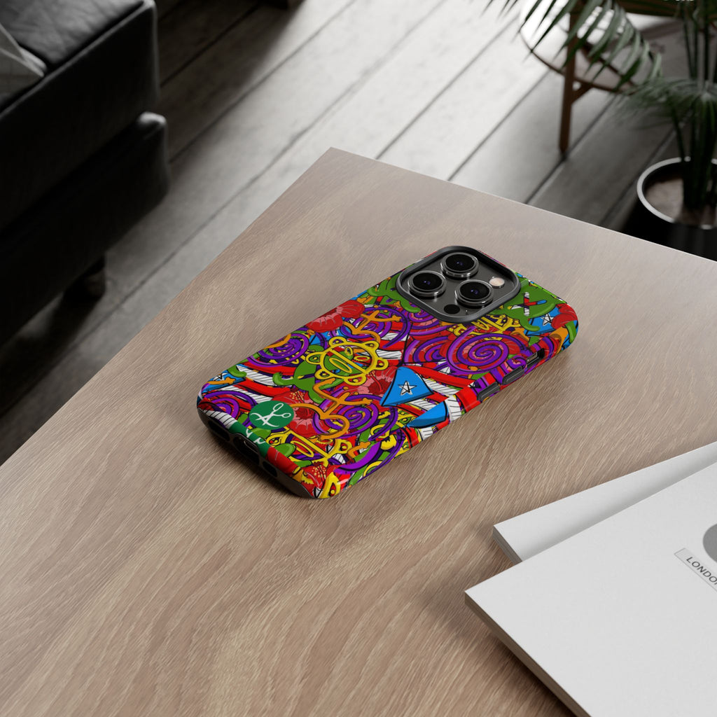Puerto Rico Taino Tribal Art Tough Cases for iPhones, Samsung, and Pixel