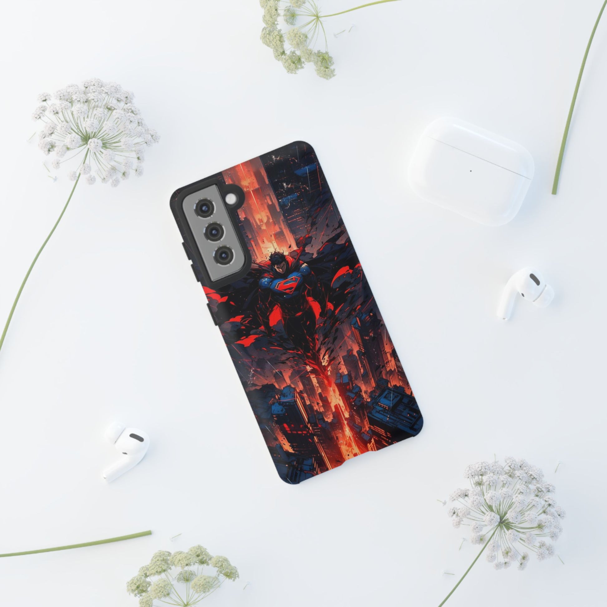 Anime Superman Tough Cases for iPhones, Samsung, and Pixel