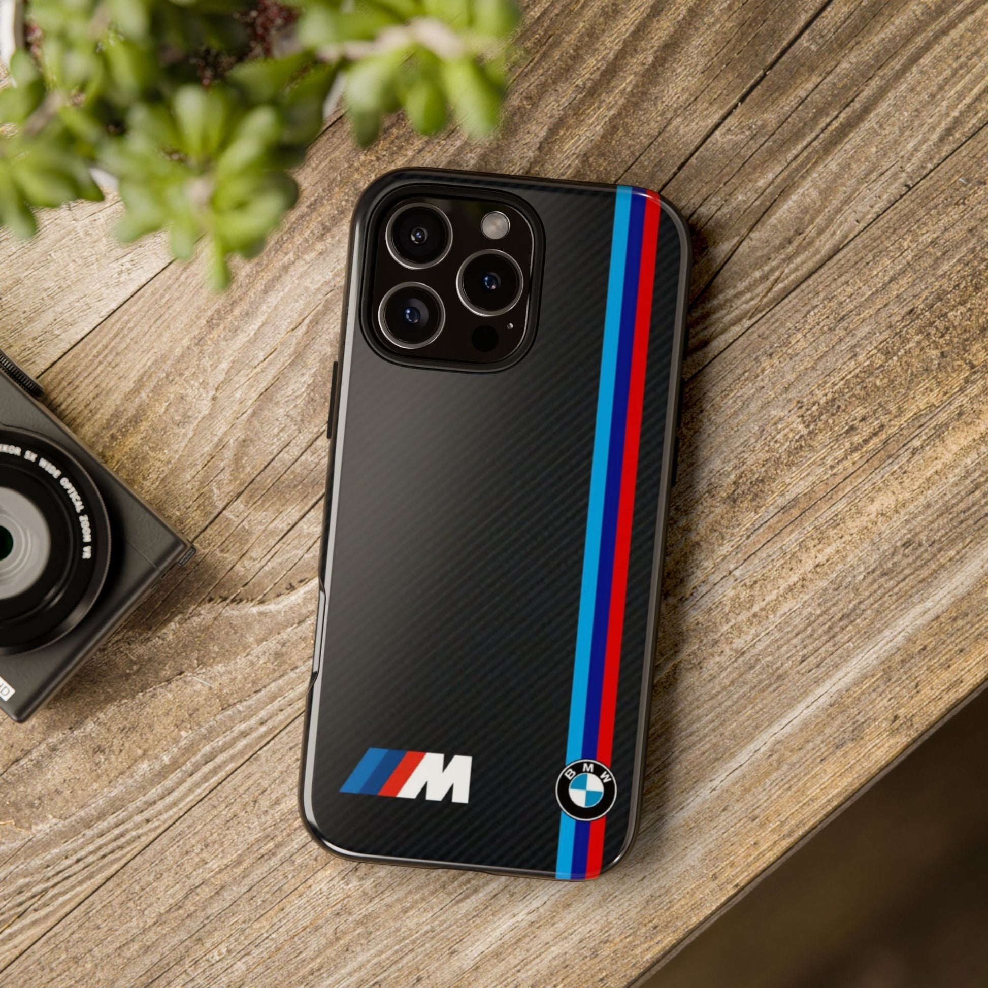 BMW M Stripes Carbon Fiber Design Tough Cases for iPhones, Samsung, and Pixel
