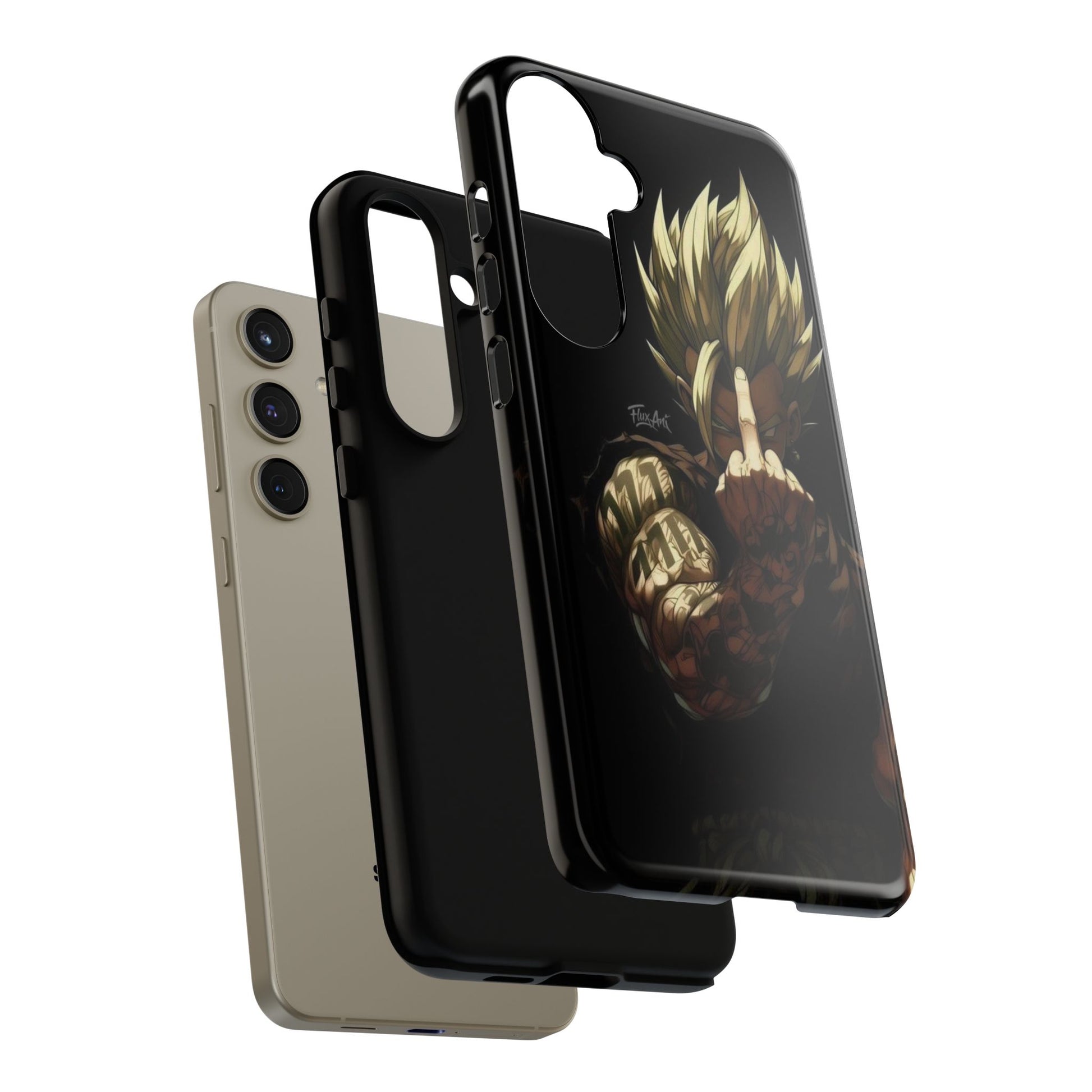 Middle Finger SS Goku Dragon Ball Z Tough Cases for iPhones, Samsung, and Pixel